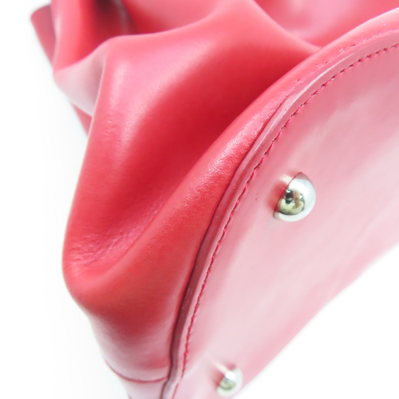 agnes b. 牛皮皮革Shoulder Bag銀扣肩背袋紅色
