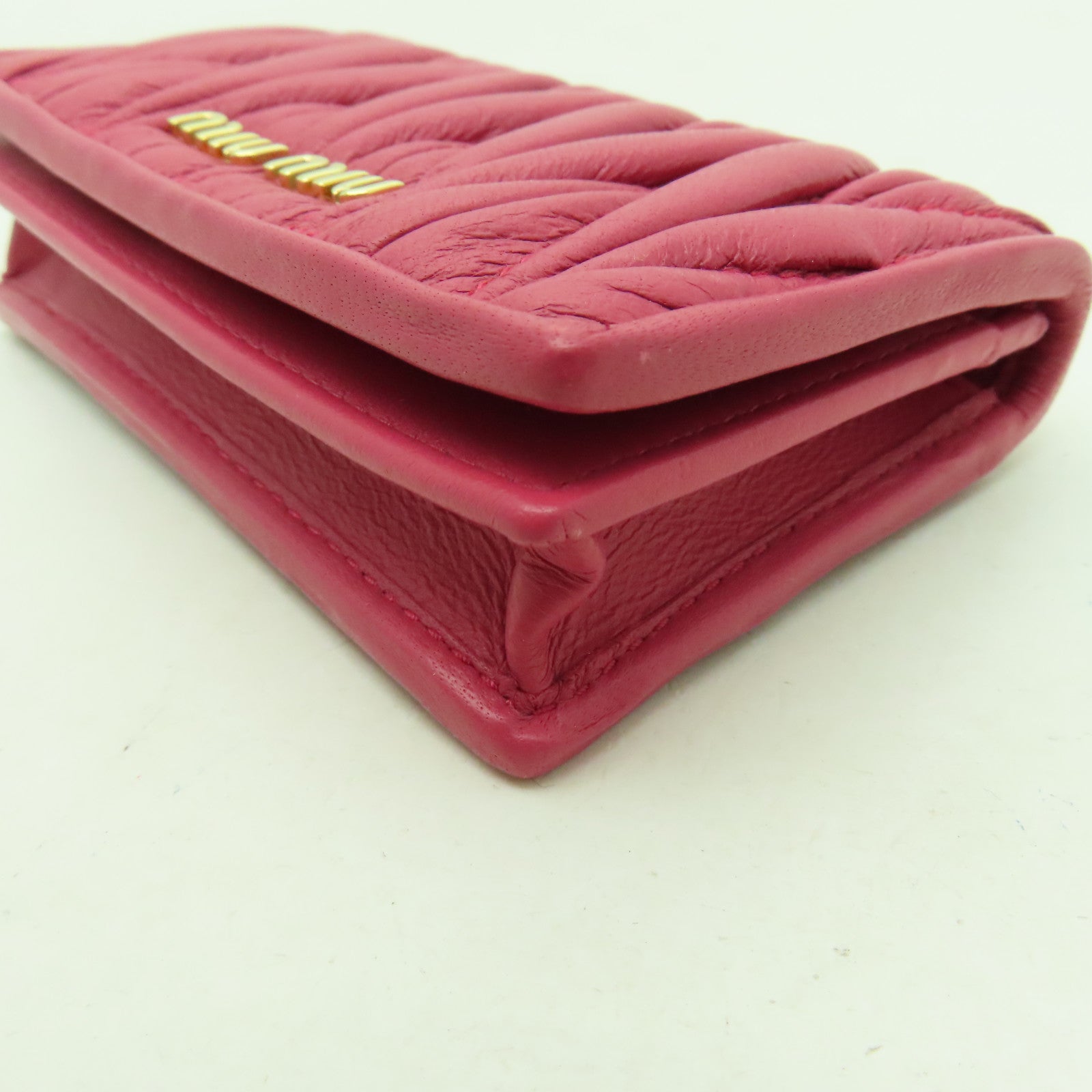 Miu Miu 羊皮皮革Card Case金扣卡片套粉紅色
