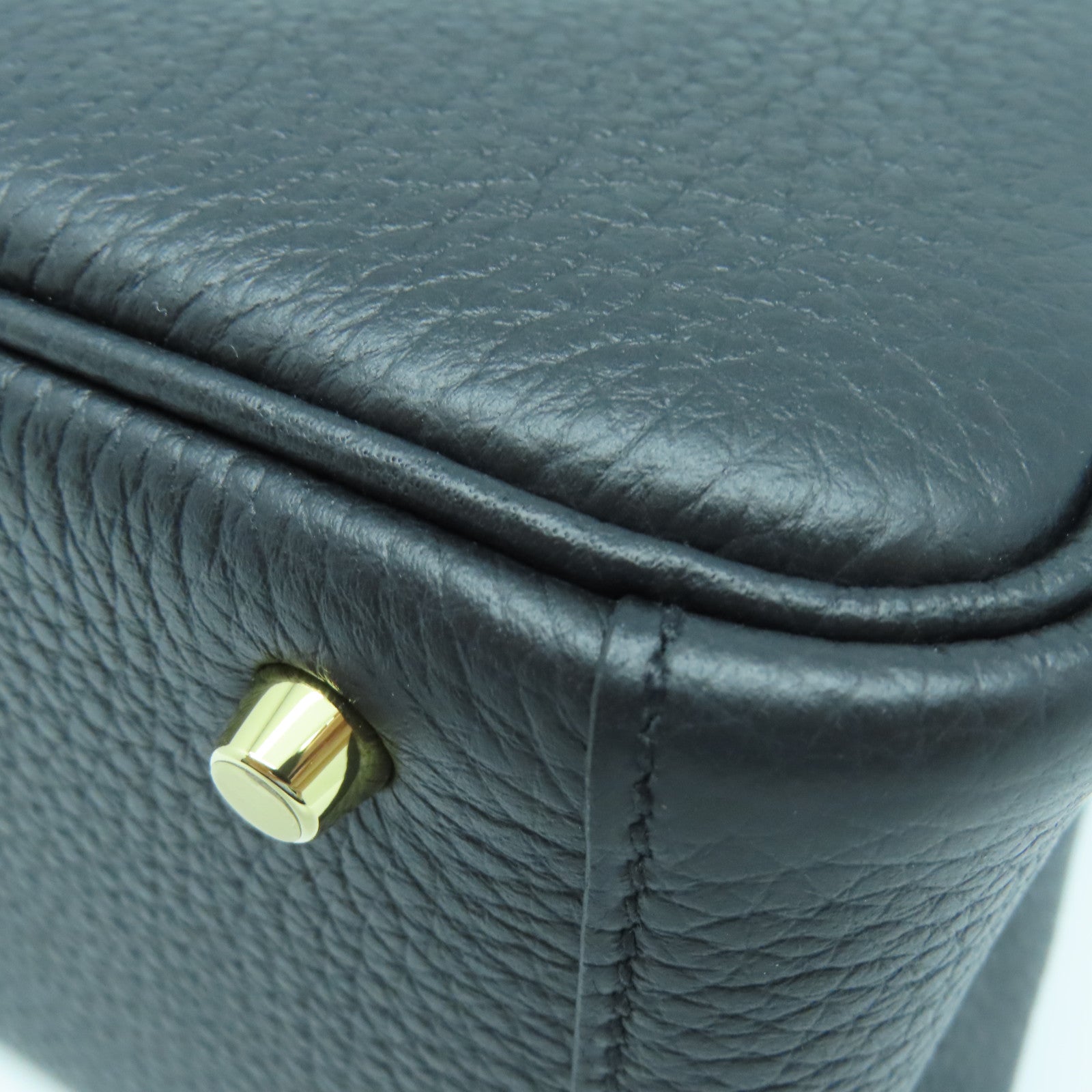 HERMES Clemence皮革Mini Lindy金扣手挽肩背兩用袋黑色