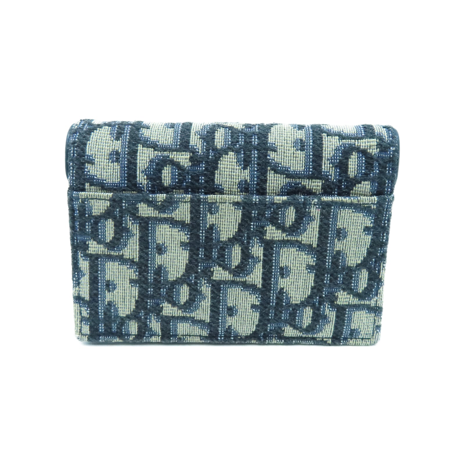 Dior 帆布Card Case金扣卡片包藍色/米色