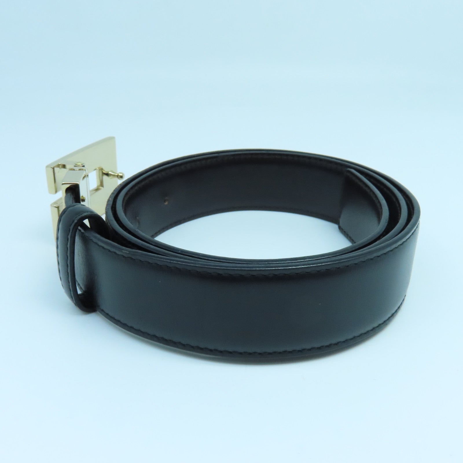 GUCCI 【激減優惠】牛皮皮革Belt金扣皮帶黑色