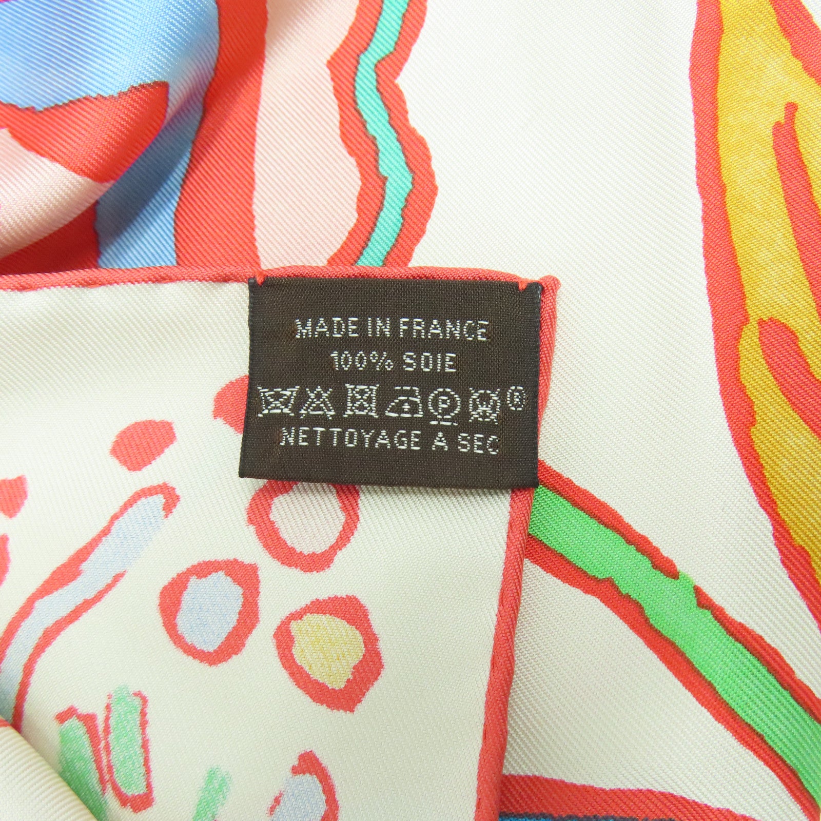 HERMES 【激減優惠】絲質Scarf圍巾米色/紅色