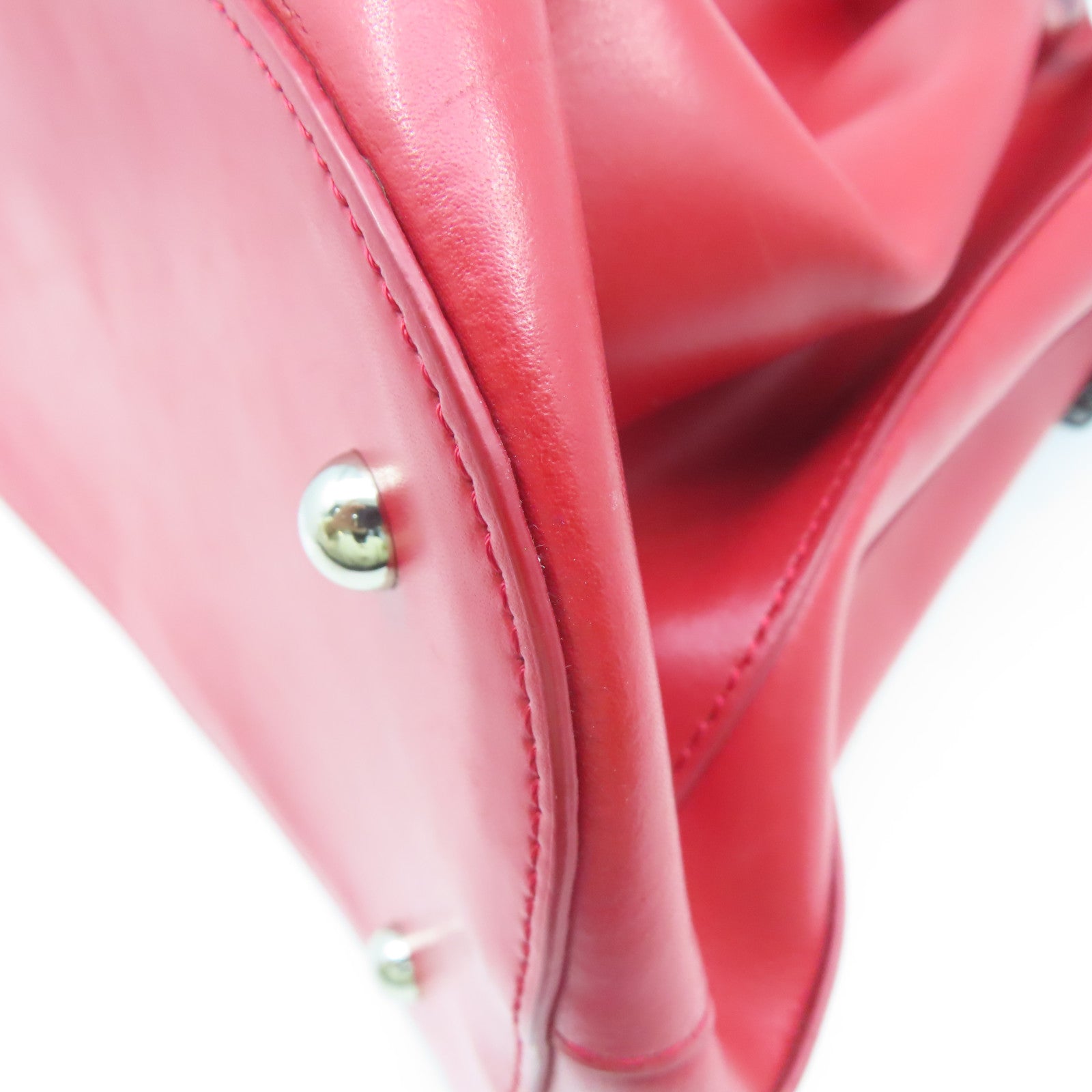 agnes b. 牛皮皮革Shoulder Bag銀扣肩背袋紅色