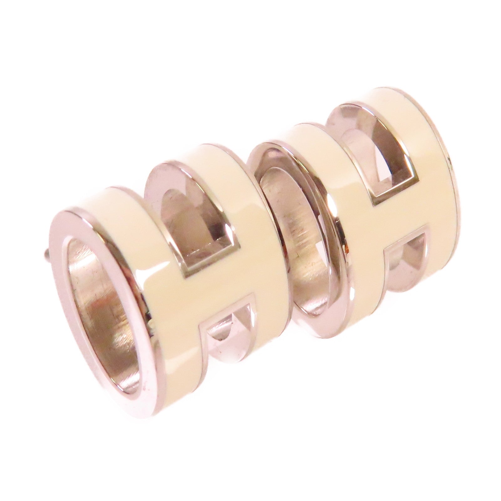 HERMES 金屬/琺瑯Pop H Earrings耳環白色/銀色