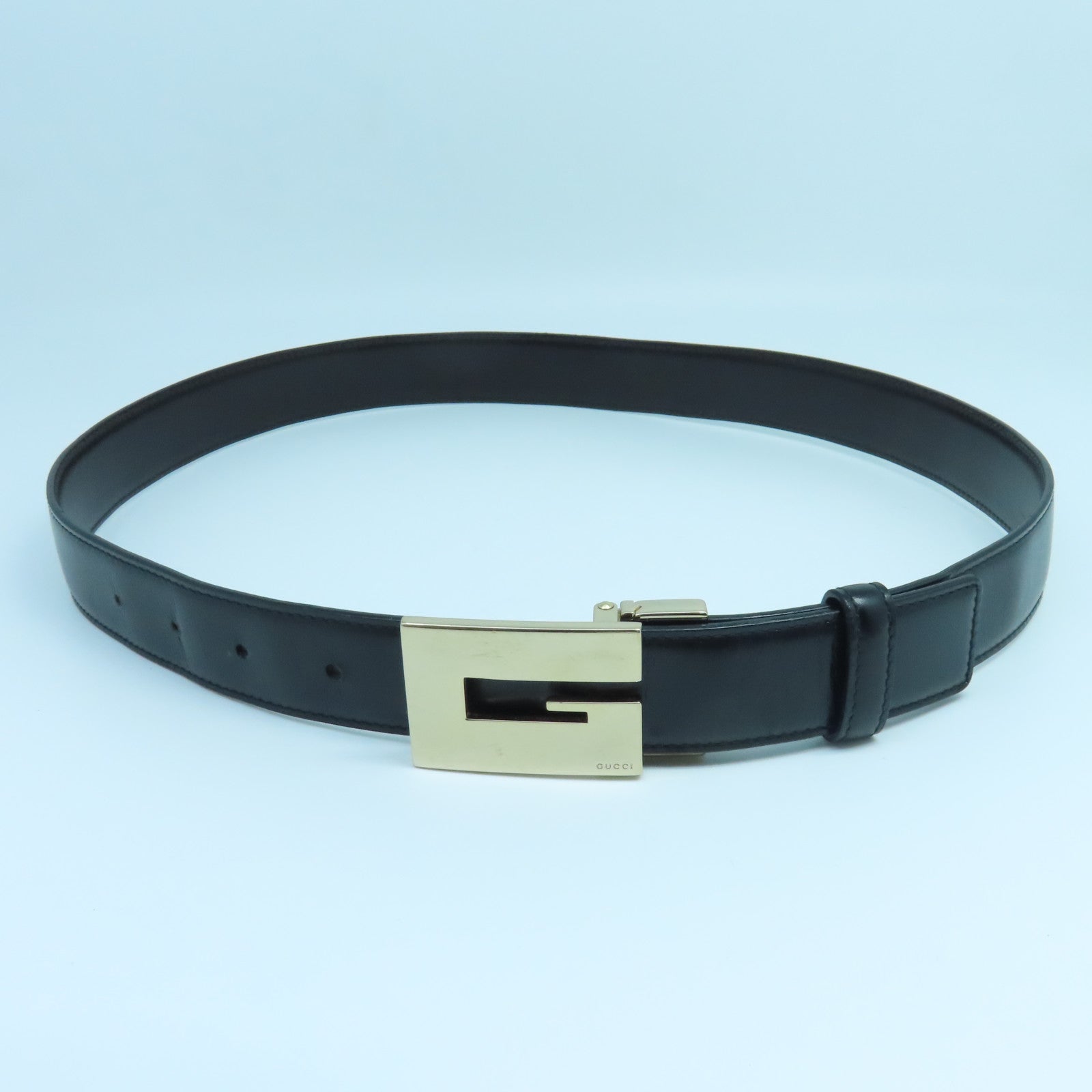 GUCCI 【激減優惠】牛皮皮革Belt金扣皮帶黑色