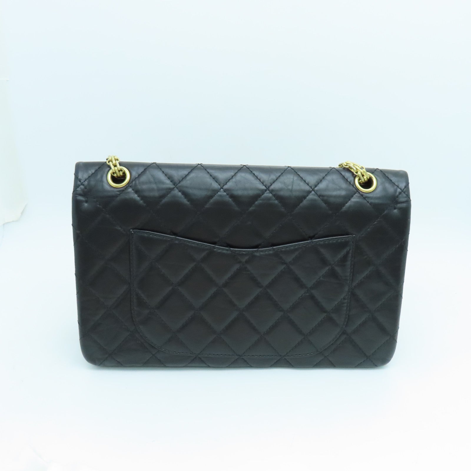 CHANEL 菱格牛皮皮革2.55 Chain Shoulder Bag金扣链带肩背袋黑色