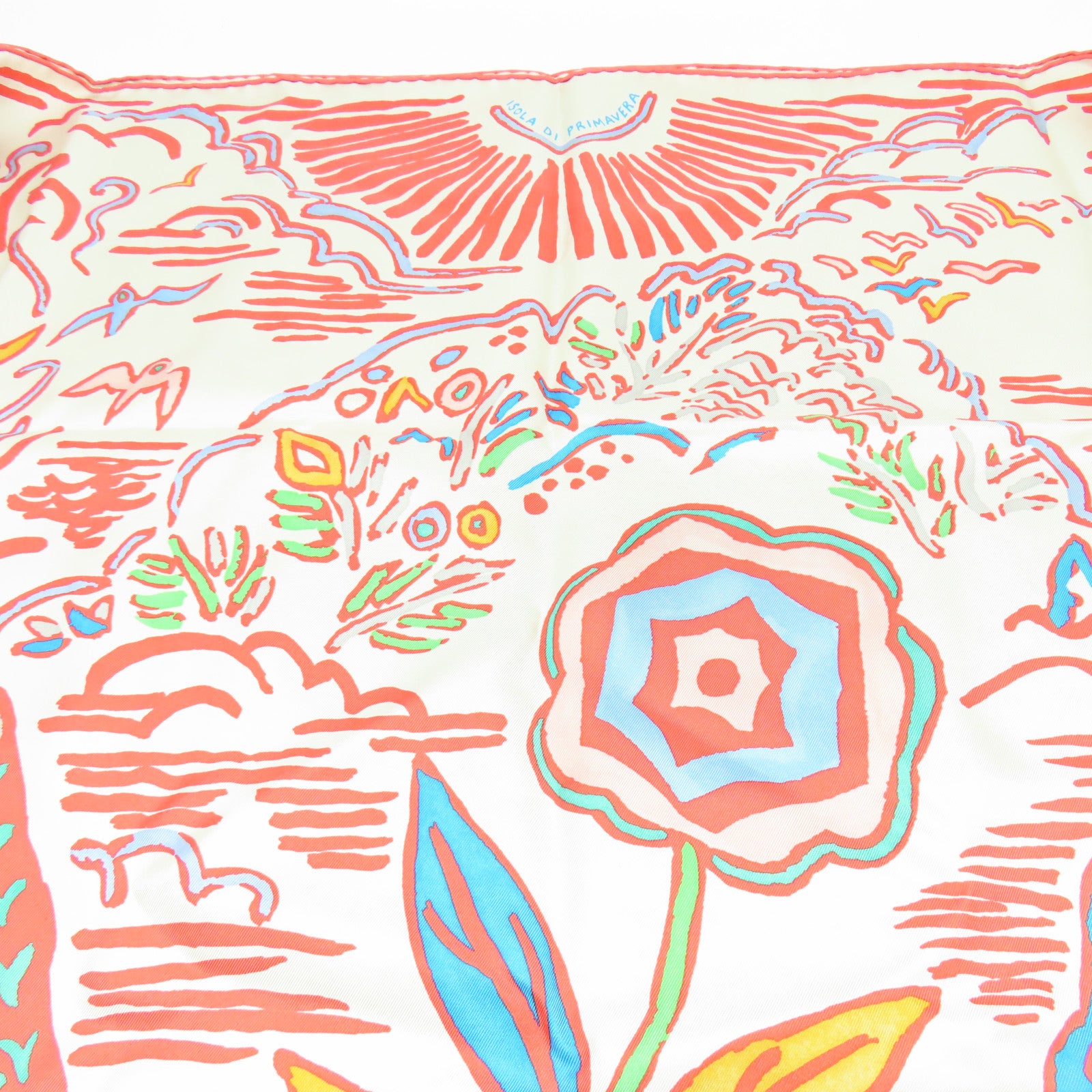 HERMES 【激減優惠】絲質Scarf圍巾米色/紅色