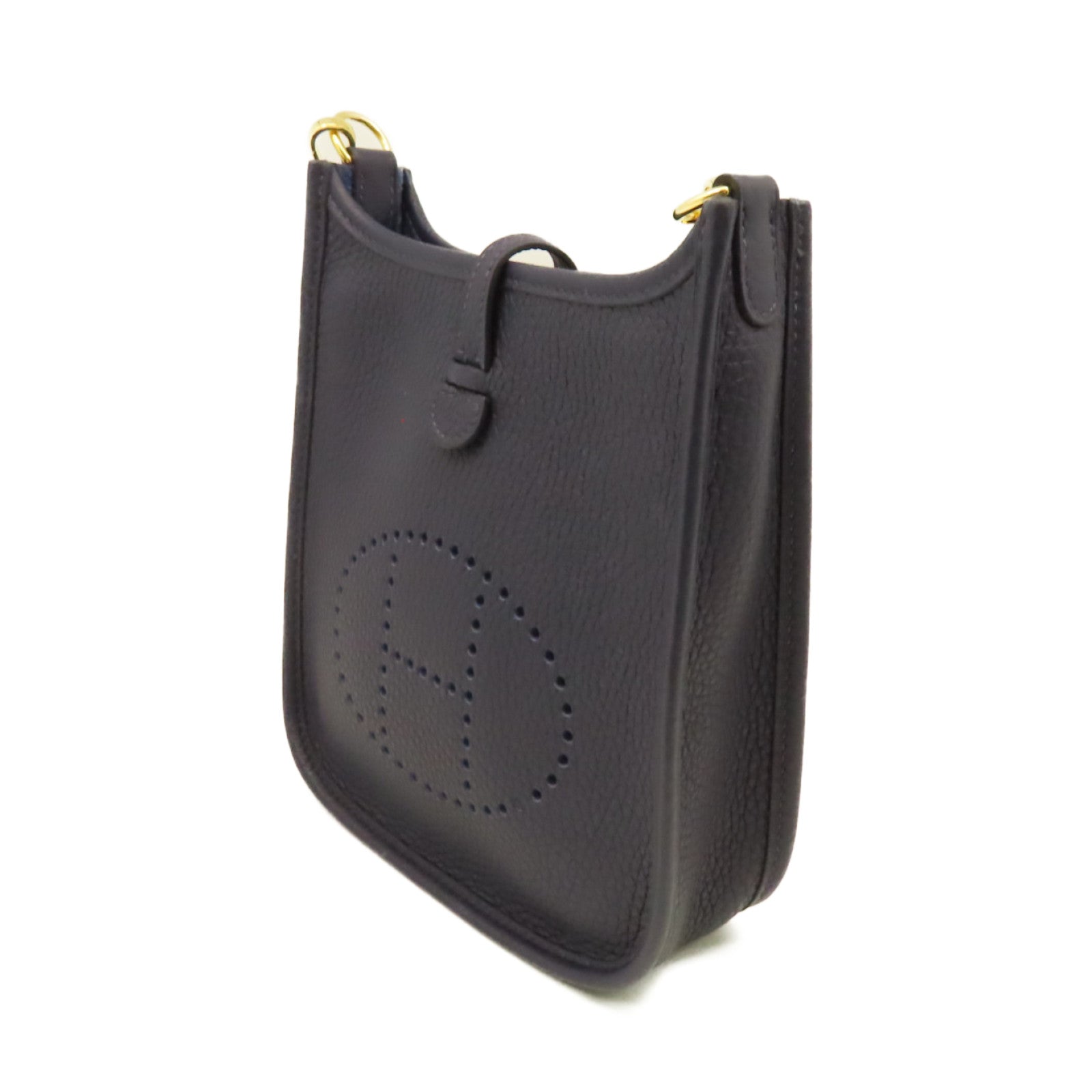 HERMES Clemence皮革Evelyne TPM Shoulder Bag金扣肩背袋Bleu Nuit午夜藍