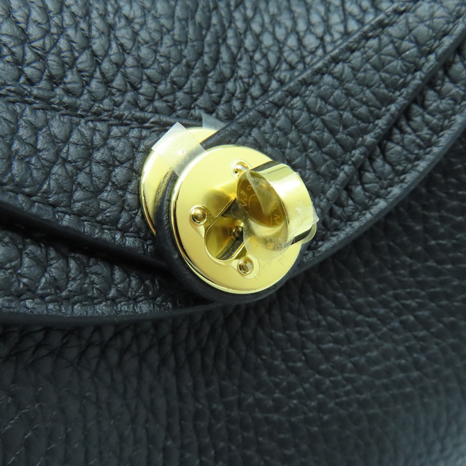 HERMES Clemence皮革Mini Lindy金扣手挽肩背兩用袋黑色