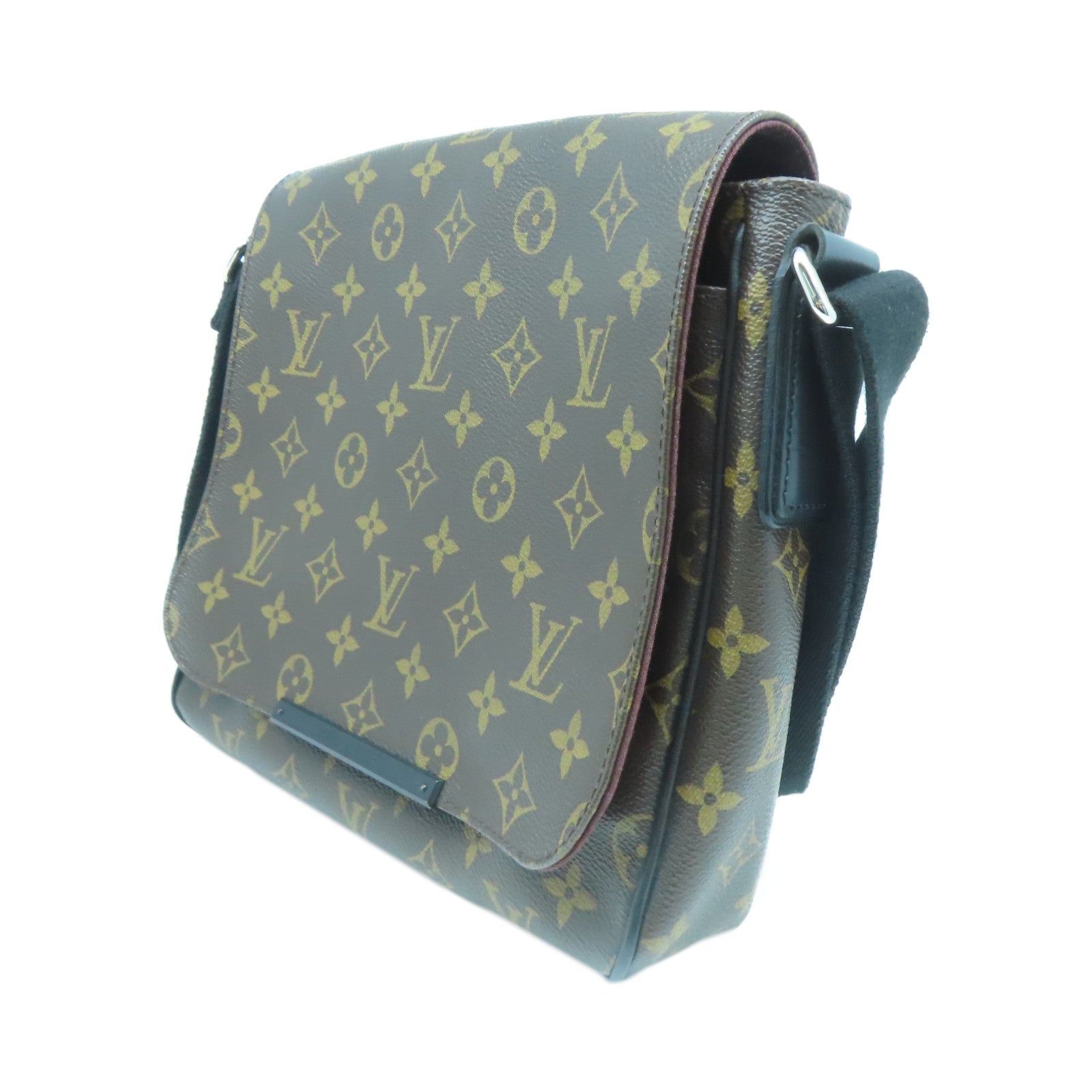 LOUIS VUITTON Monogram Macassar District PM銀扣肩背袋啡色