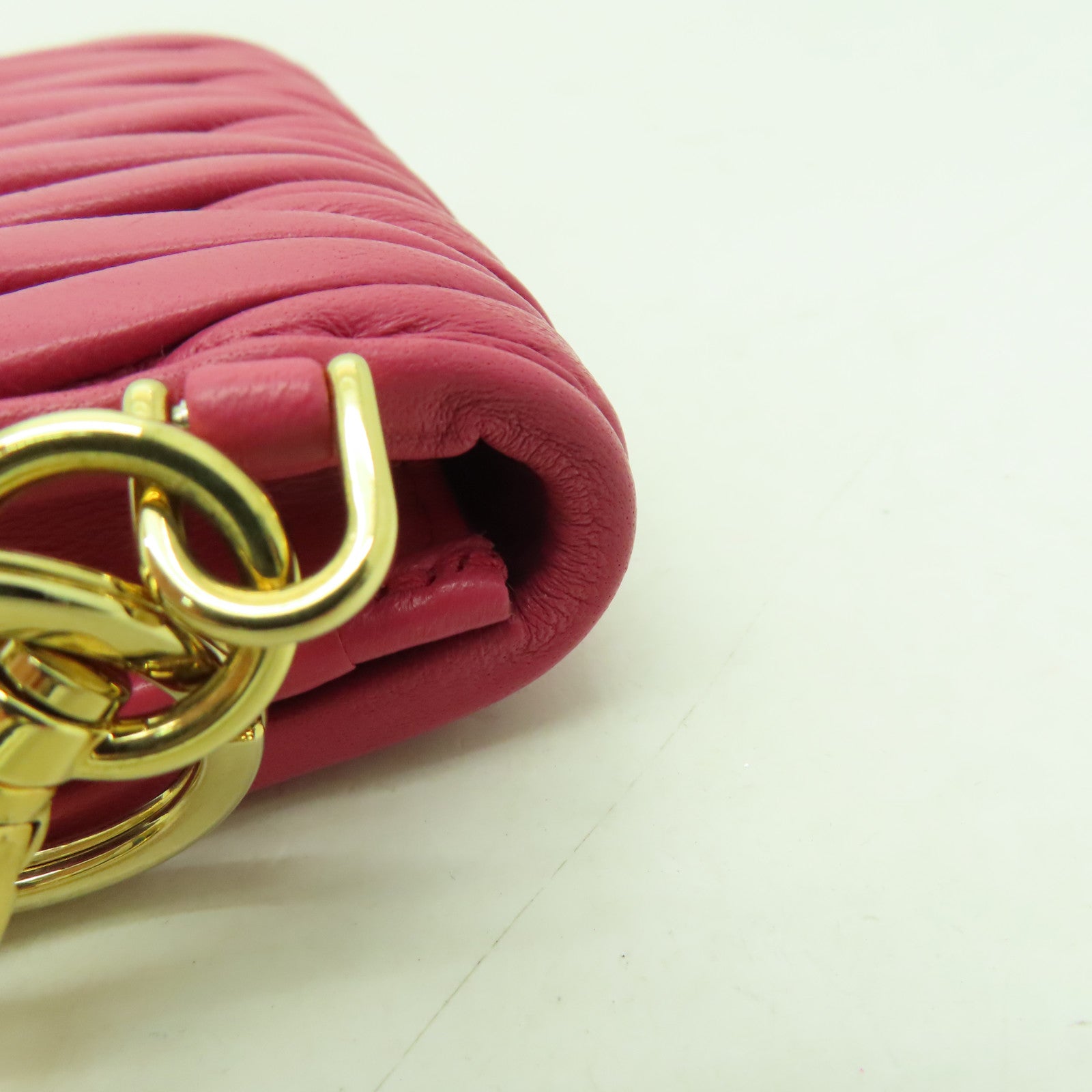 Miu Miu 羊皮皮革Card Case金扣卡片套粉紅色