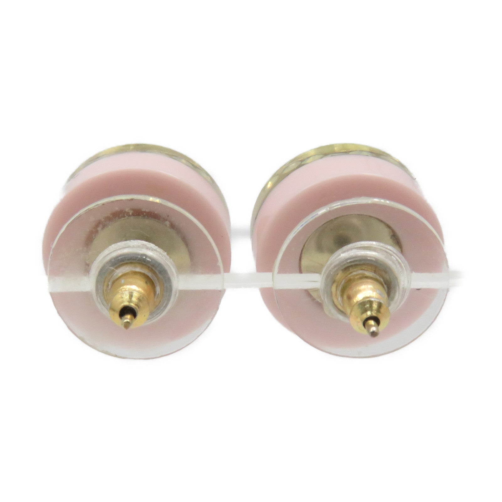 CHANEL Metal/PVC Earrings Pink/Gold