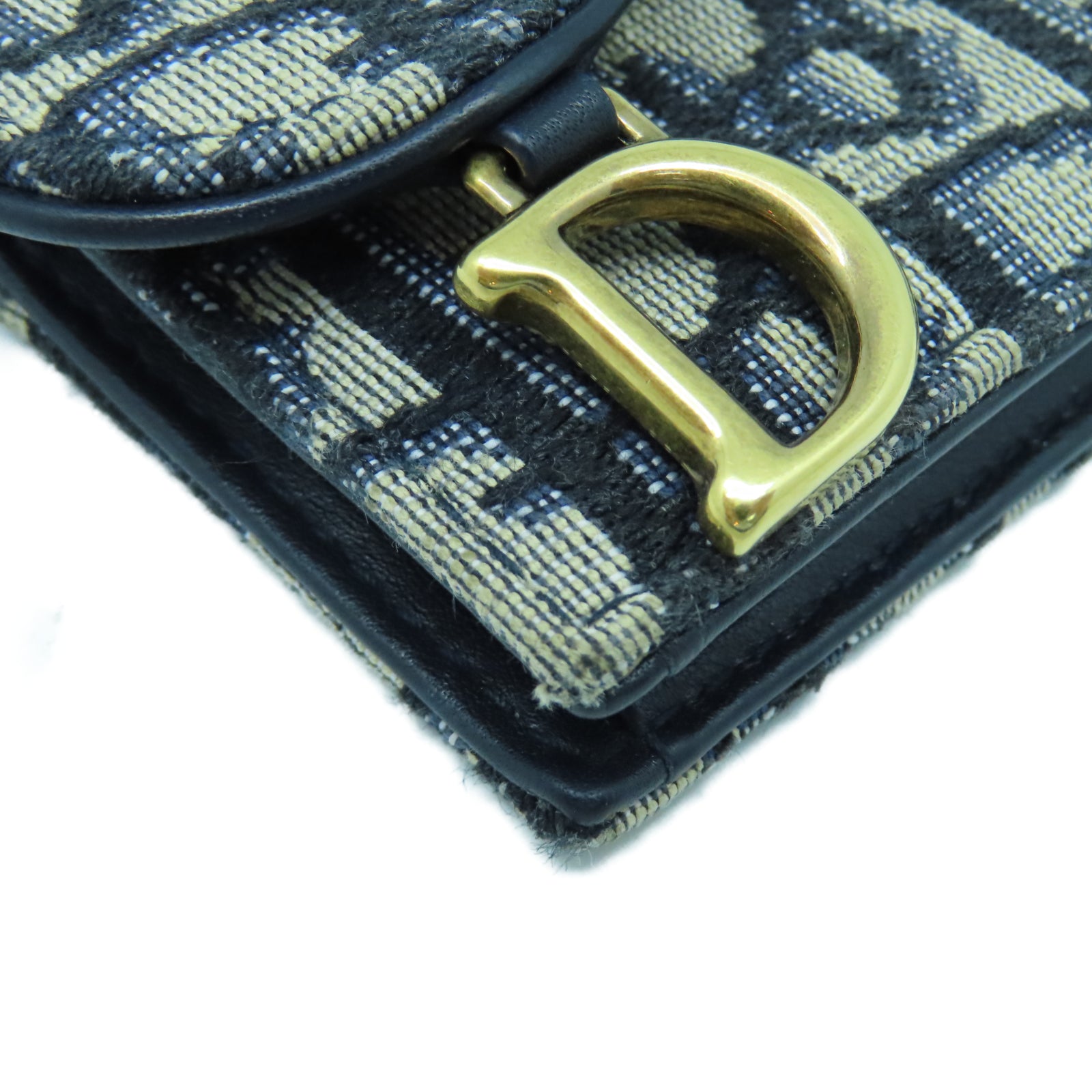 Dior 帆布Card Case金扣卡片包藍色/米色