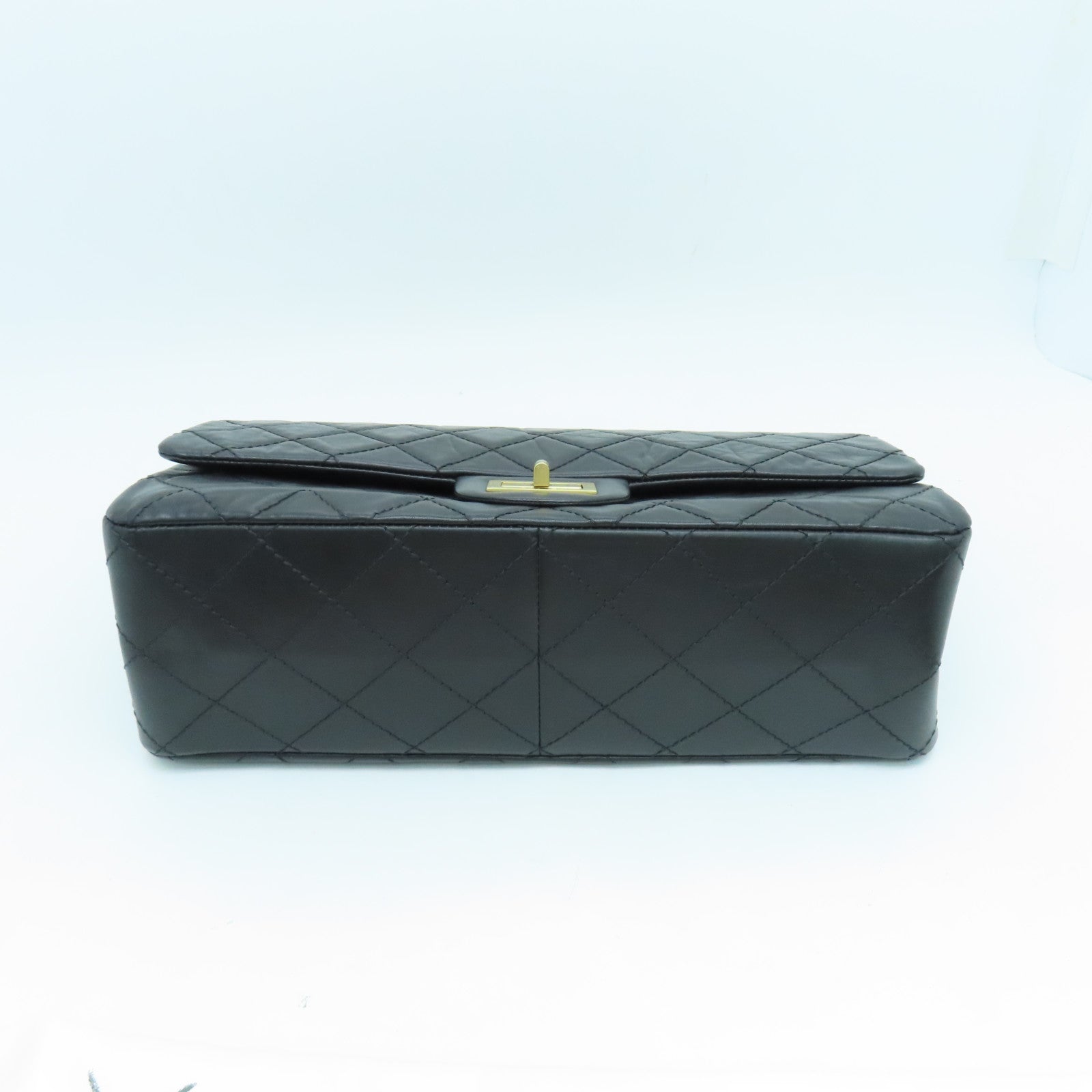 CHANEL 菱格牛皮皮革2.55 Chain Shoulder Bag金扣链带肩背袋黑色