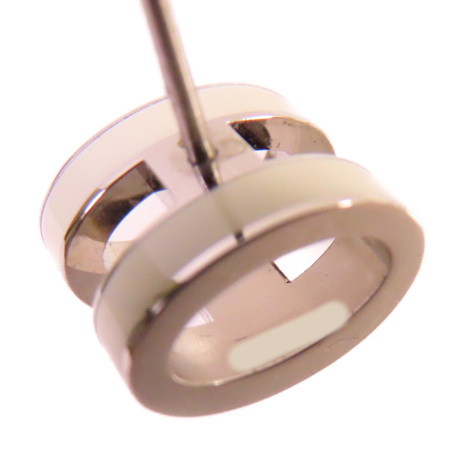 HERMES 金屬/琺瑯Pop H Earrings耳環白色/銀色