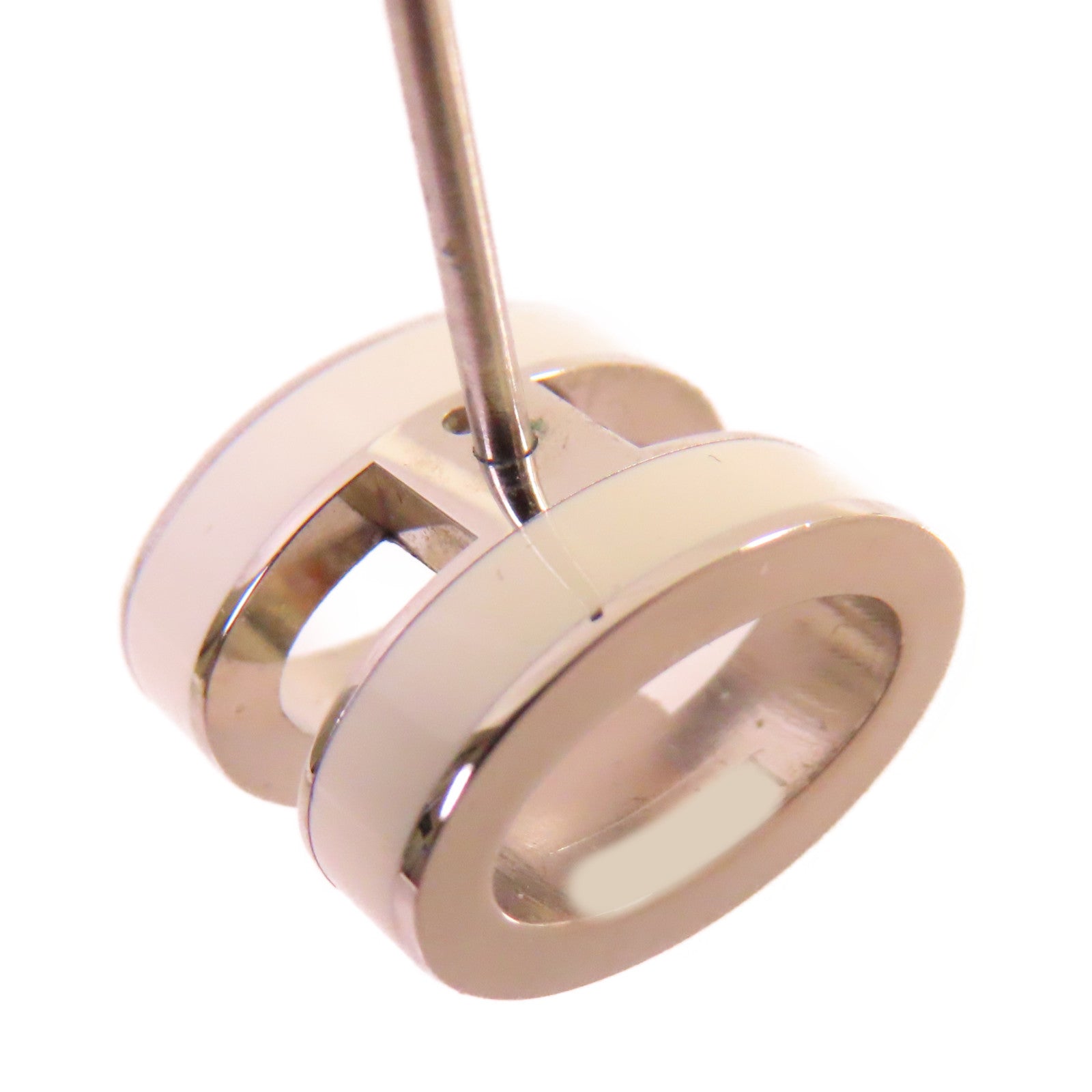 HERMES 金屬/琺瑯Pop H Earrings耳環白色/銀色