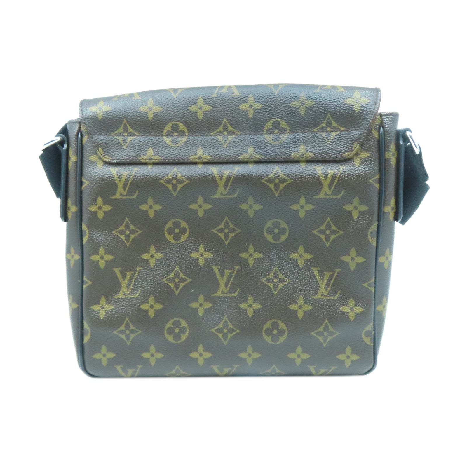 LOUIS VUITTON Monogram Macassar District PM銀扣肩背袋啡色