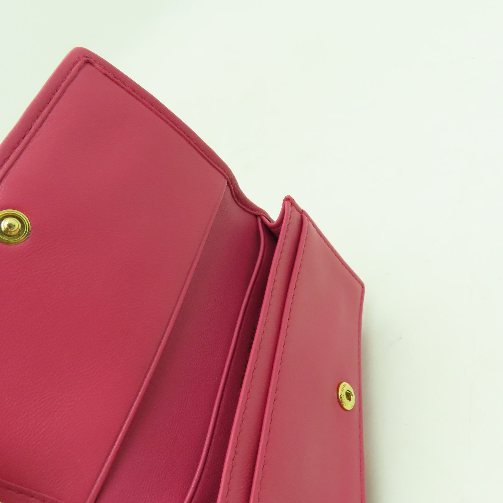 Miu Miu 羊皮皮革Card Case金扣卡片套粉紅色