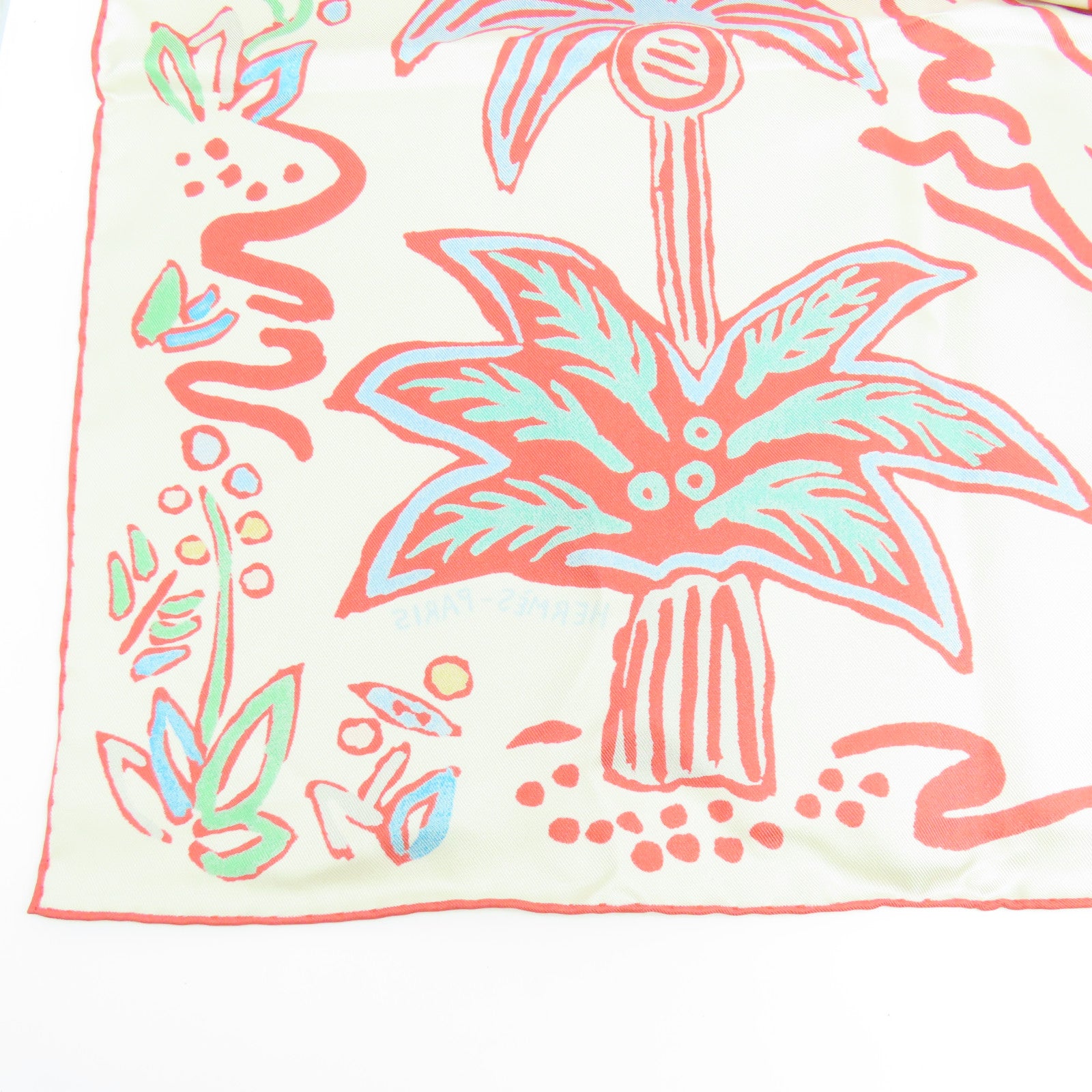 HERMES 【激減優惠】絲質Scarf圍巾米色/紅色