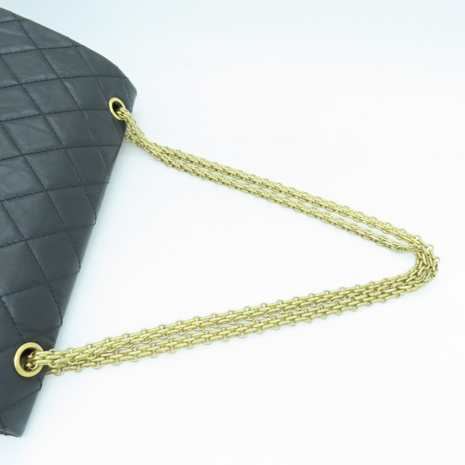 CHANEL 菱格牛皮皮革2.55 Chain Shoulder Bag金扣链带肩背袋黑色