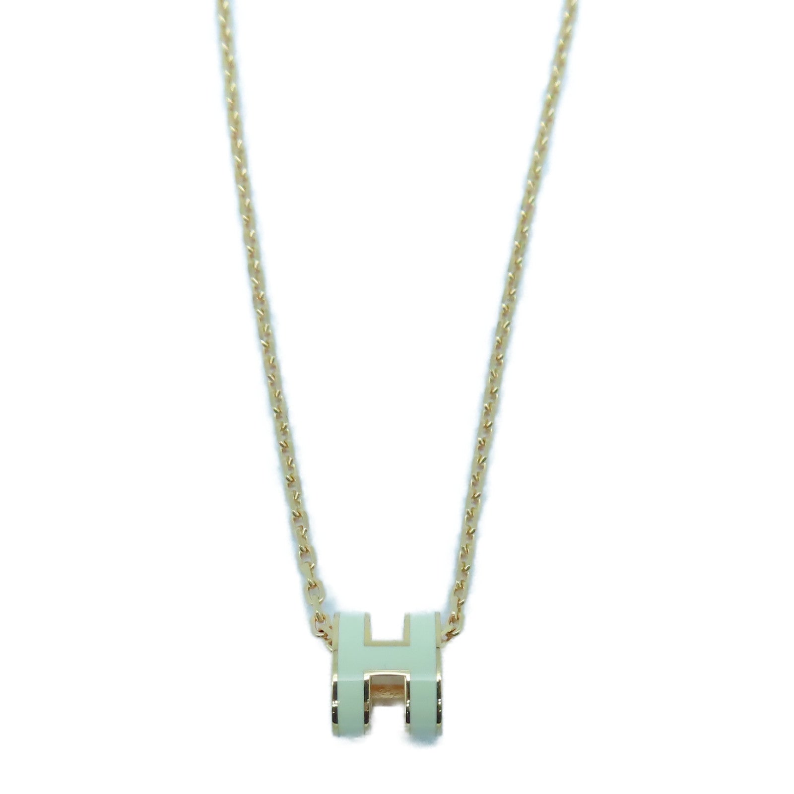 HERMES 金屬Pop H Necklace項鏈Nata奶油白色/玫瑰金色