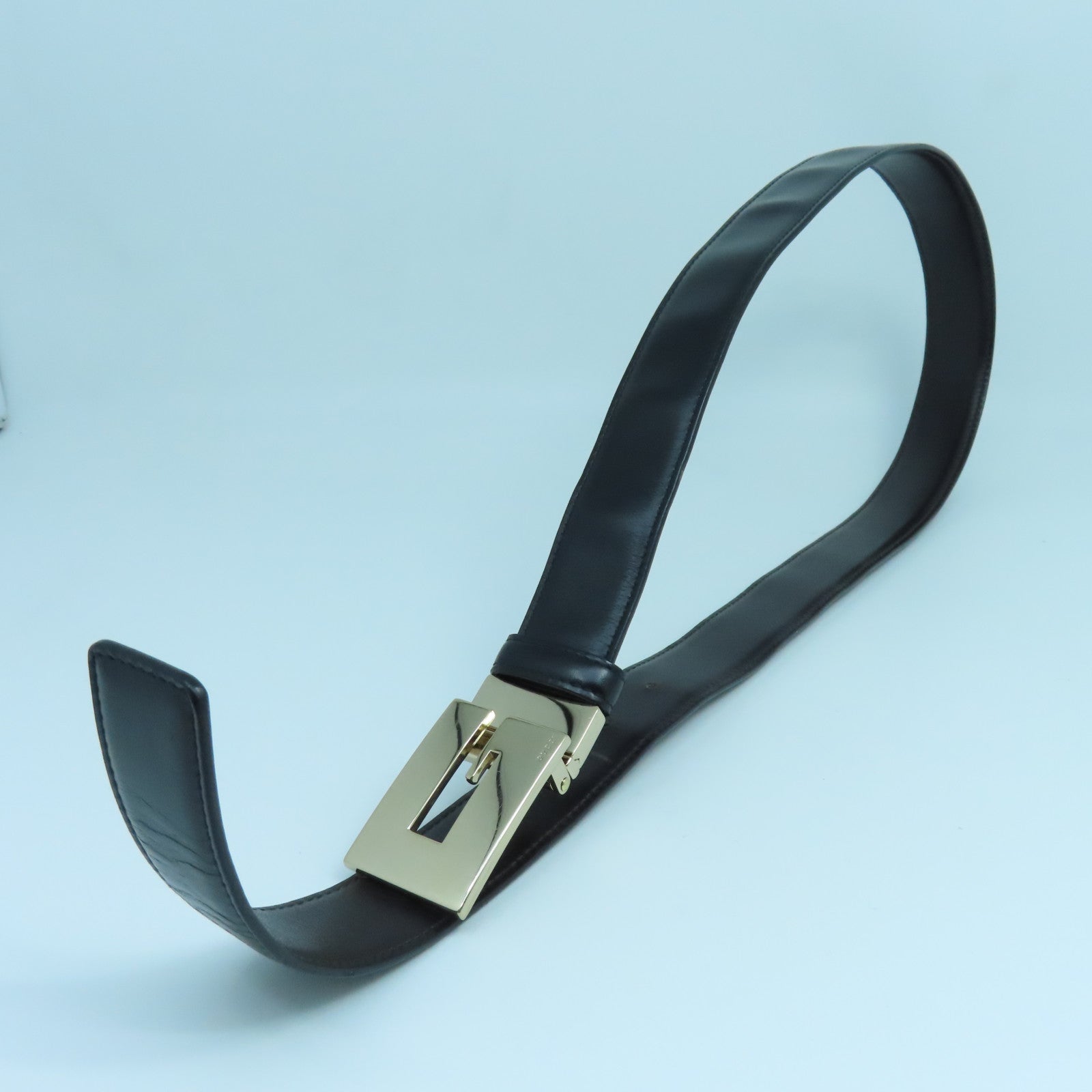 GUCCI 【激減優惠】牛皮皮革Belt金扣皮帶黑色