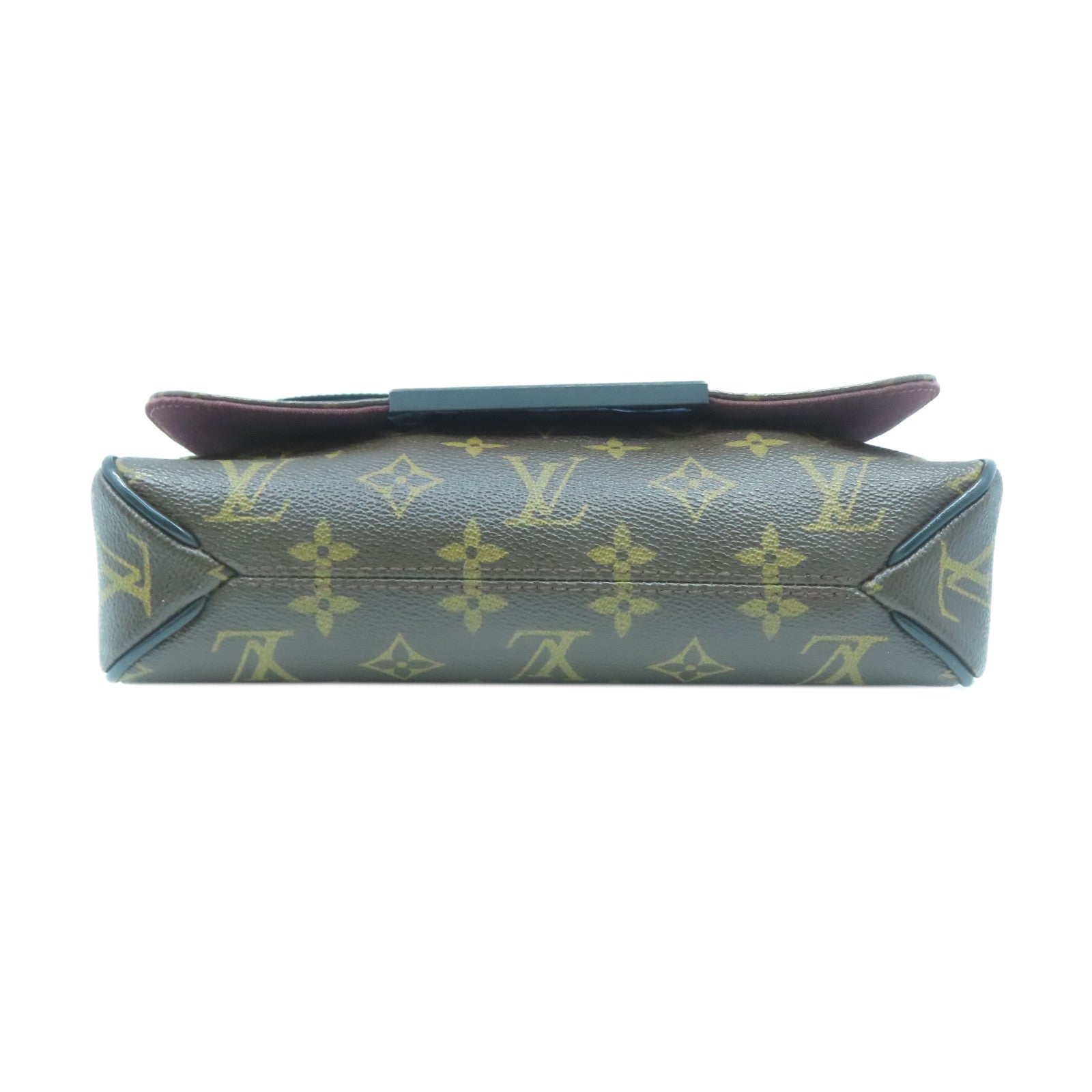 LOUIS VUITTON Monogram Macassar District PM銀扣肩背袋啡色