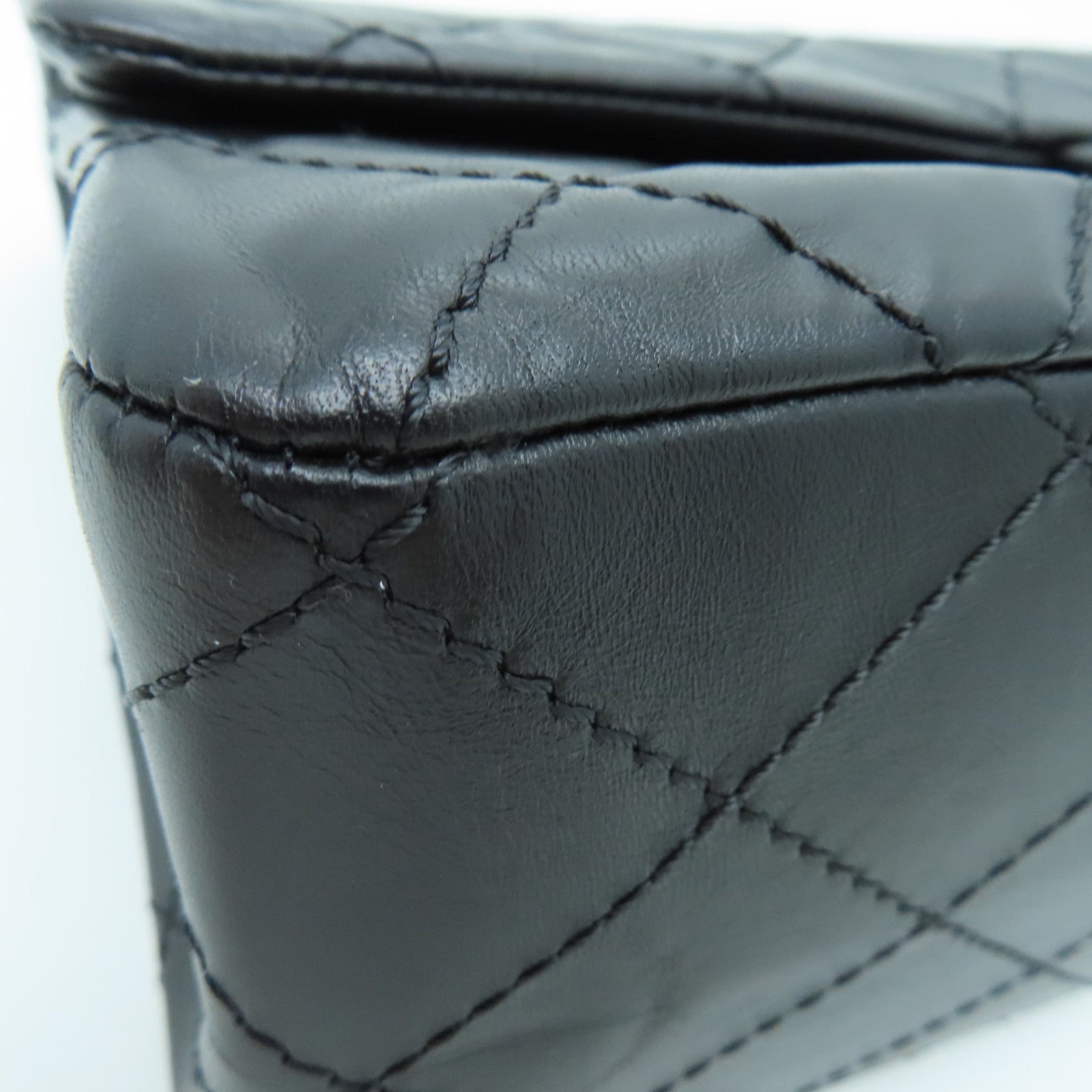 CHANEL 菱格牛皮皮革2.55 Chain Shoulder Bag金扣链带肩背袋黑色