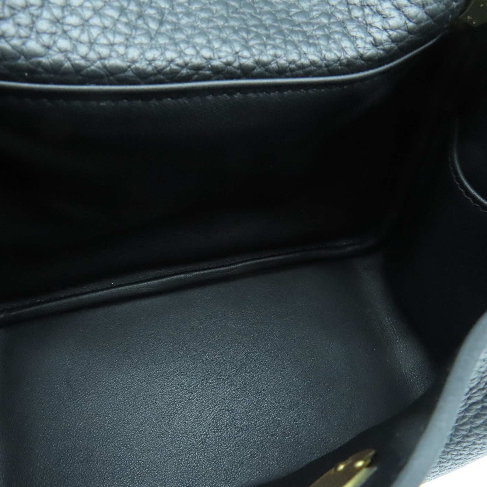 HERMES Clemence皮革Mini Lindy金扣手挽肩背兩用袋黑色