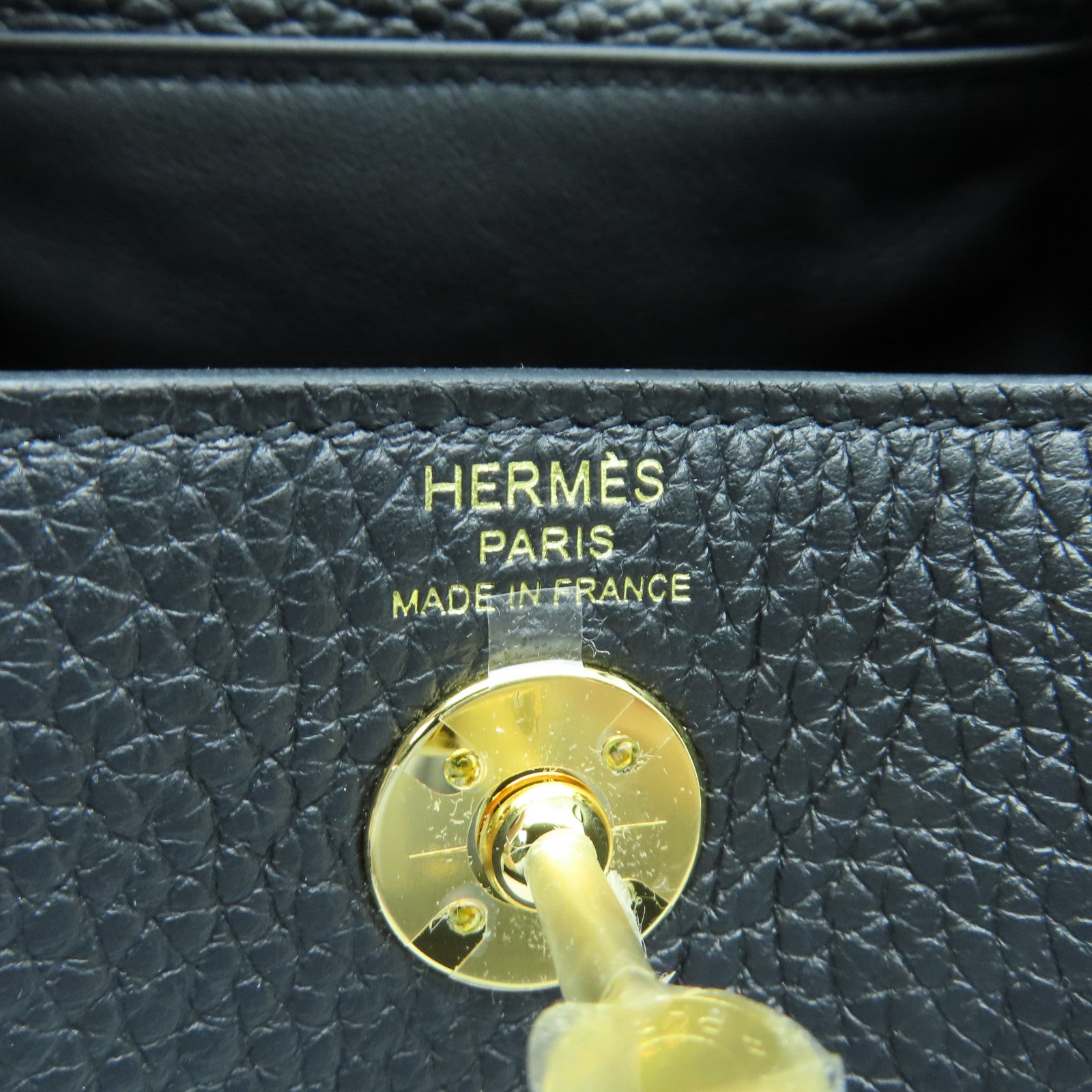 HERMES Clemence皮革Mini Lindy金扣手挽肩背兩用袋黑色