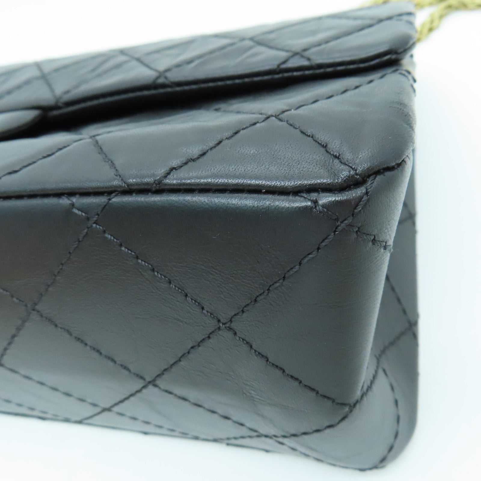 CHANEL 菱格牛皮皮革2.55 Chain Shoulder Bag金扣链带肩背袋黑色