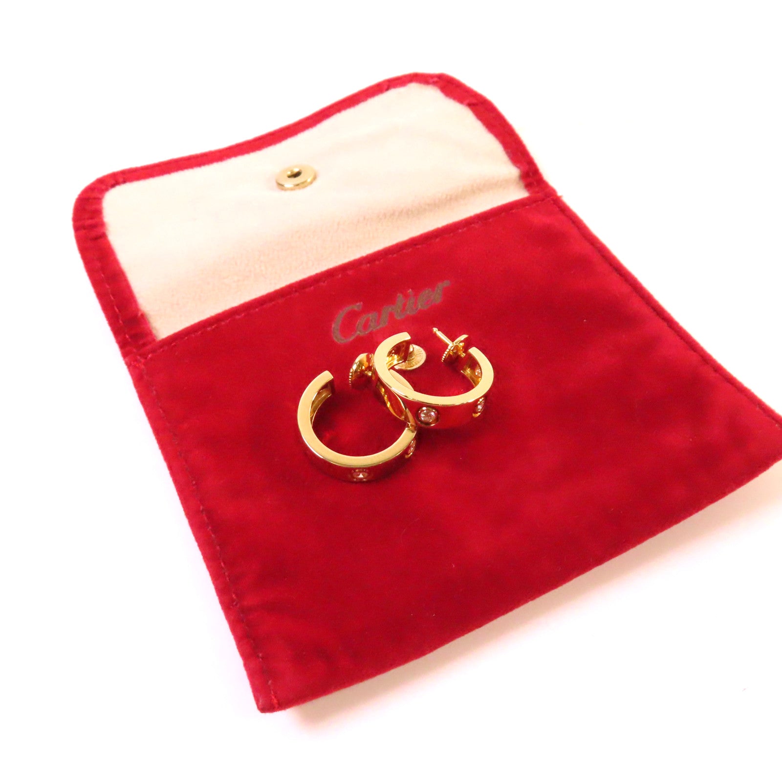CARTIER 18K黃金/鑽石Love Earrings耳環