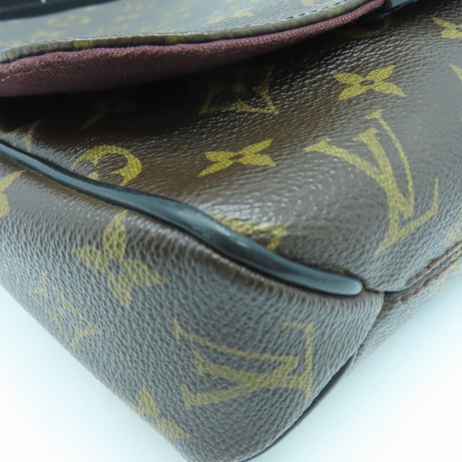 LOUIS VUITTON Monogram Macassar District PM銀扣肩背袋啡色