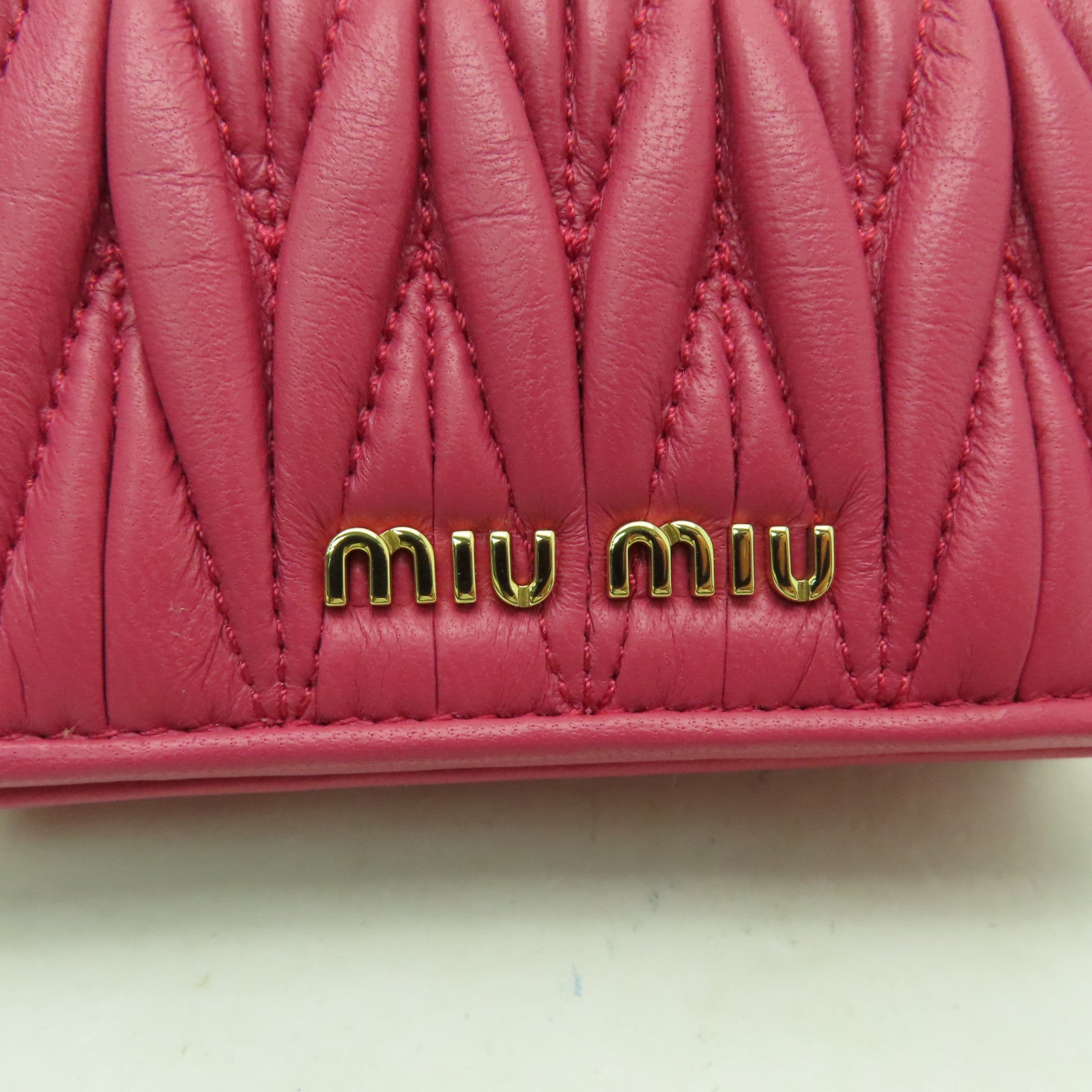 Miu Miu 羊皮皮革Card Case金扣卡片套粉紅色