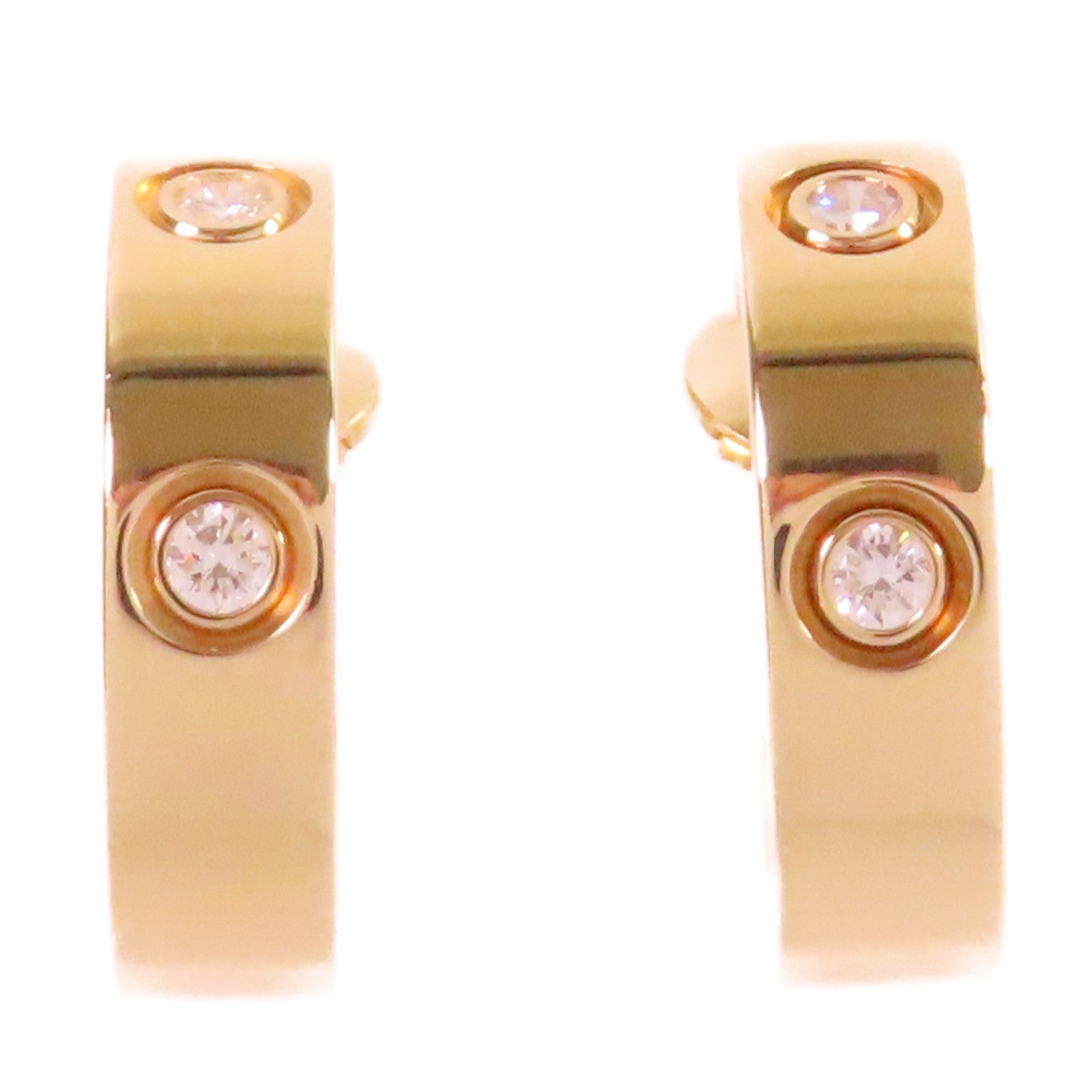 CARTIER 18K黃金/鑽石Love Earrings耳環