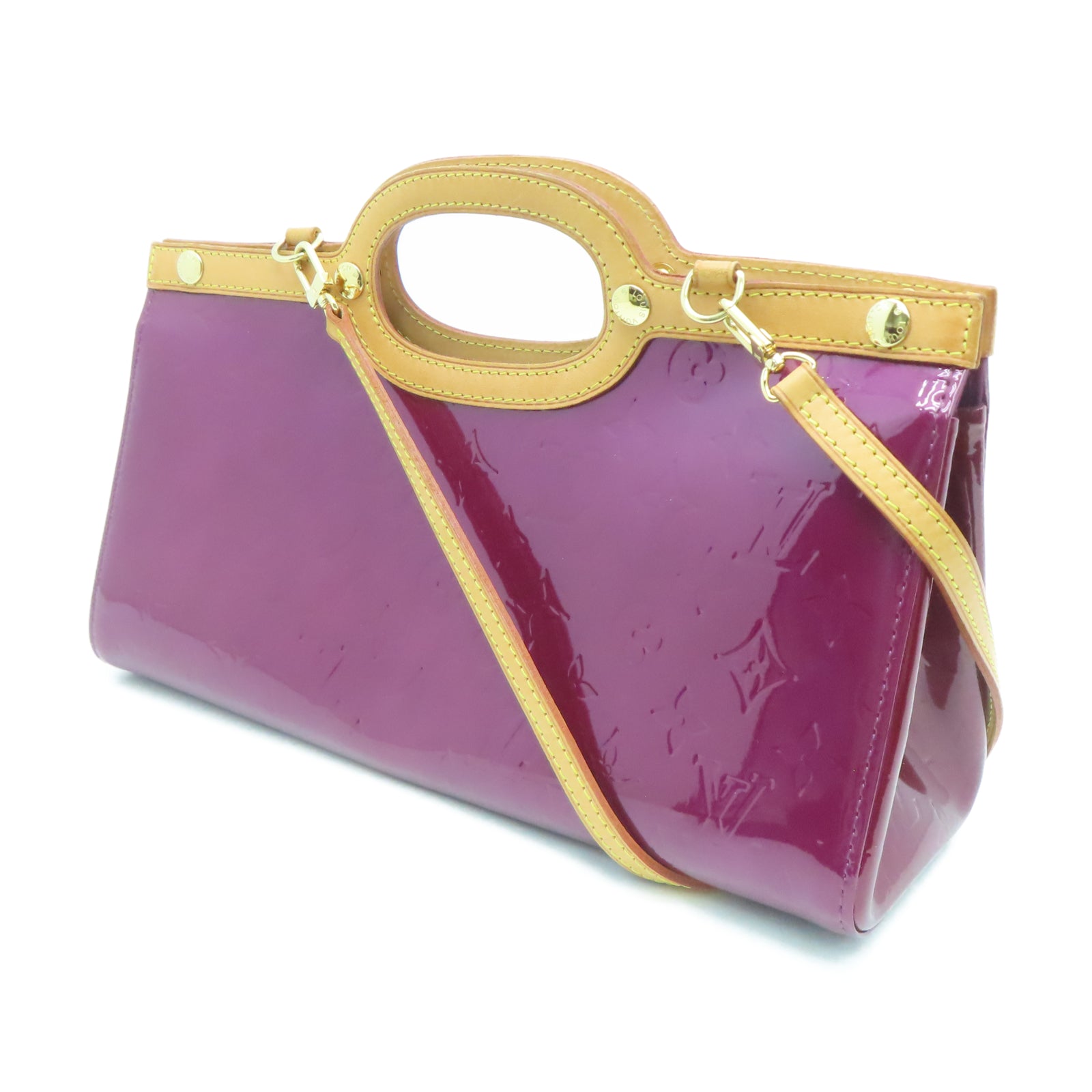 LOUIS VUITTON Mono Vernis Roxbury Drive gold buckle handle shoulder bag red