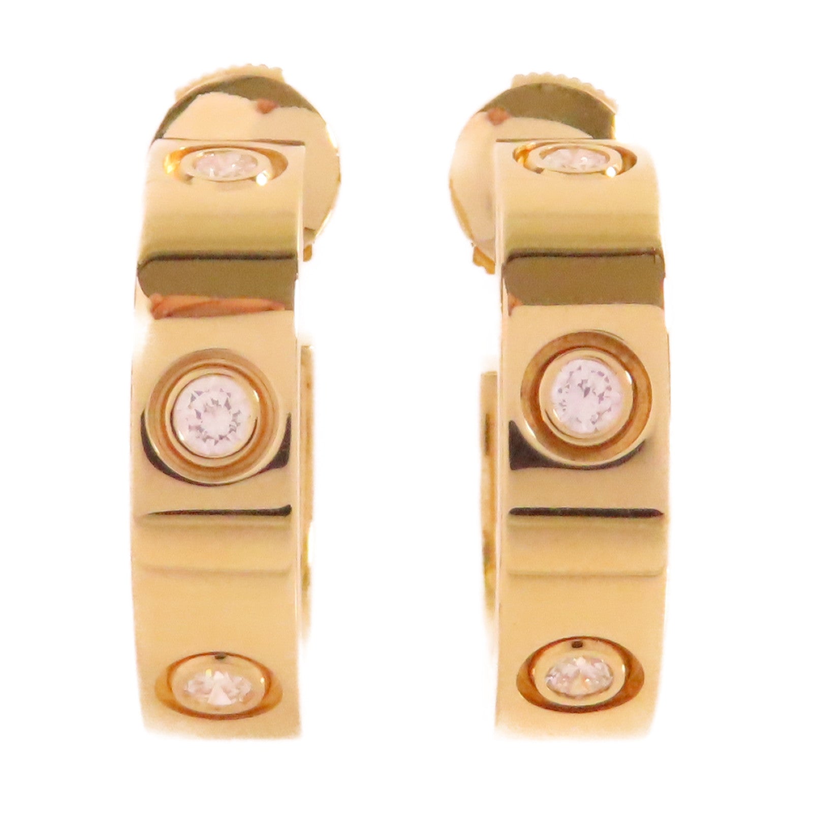 CARTIER 18K黃金/鑽石Love Earrings耳環