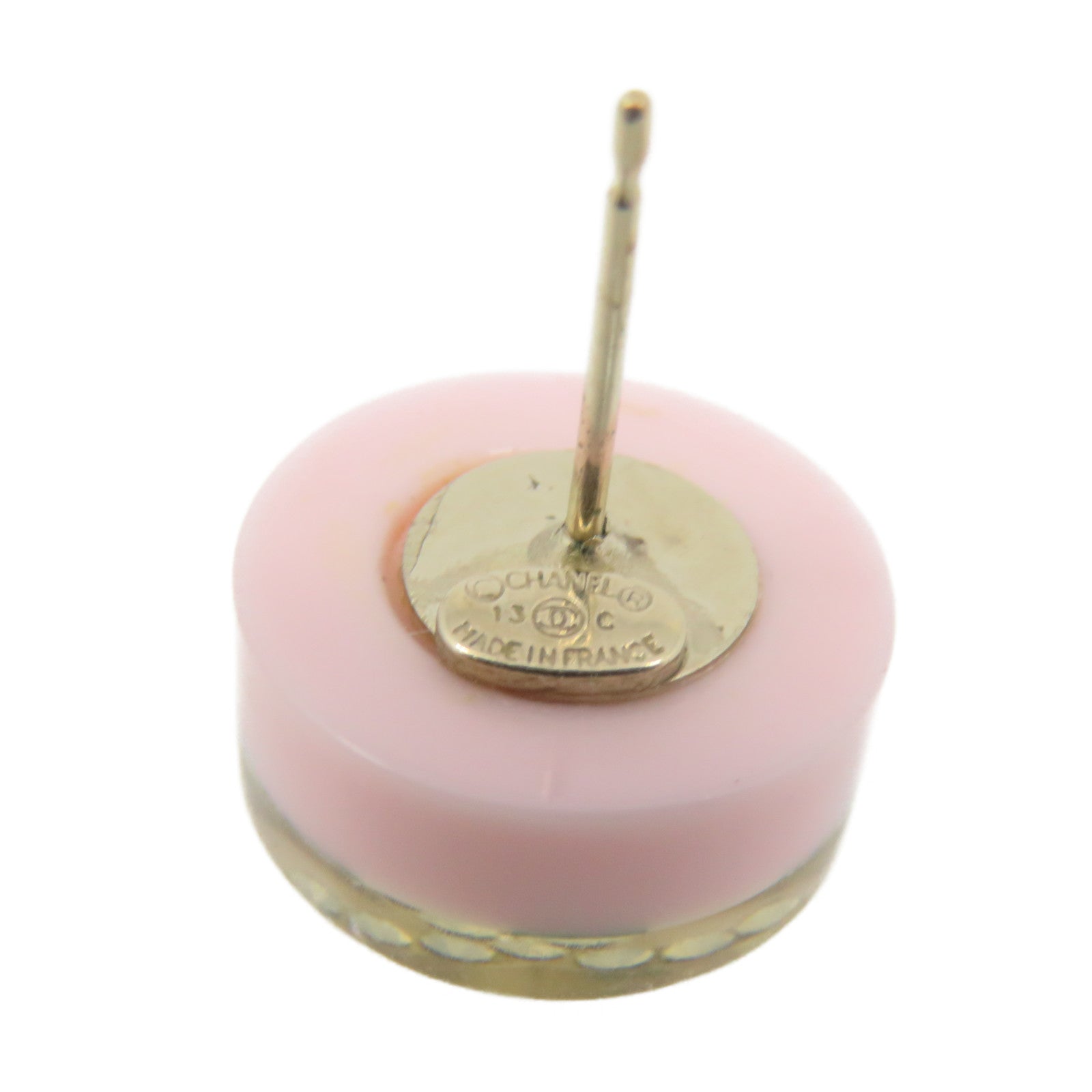 CHANEL Metal/PVC Earrings Pink/Gold