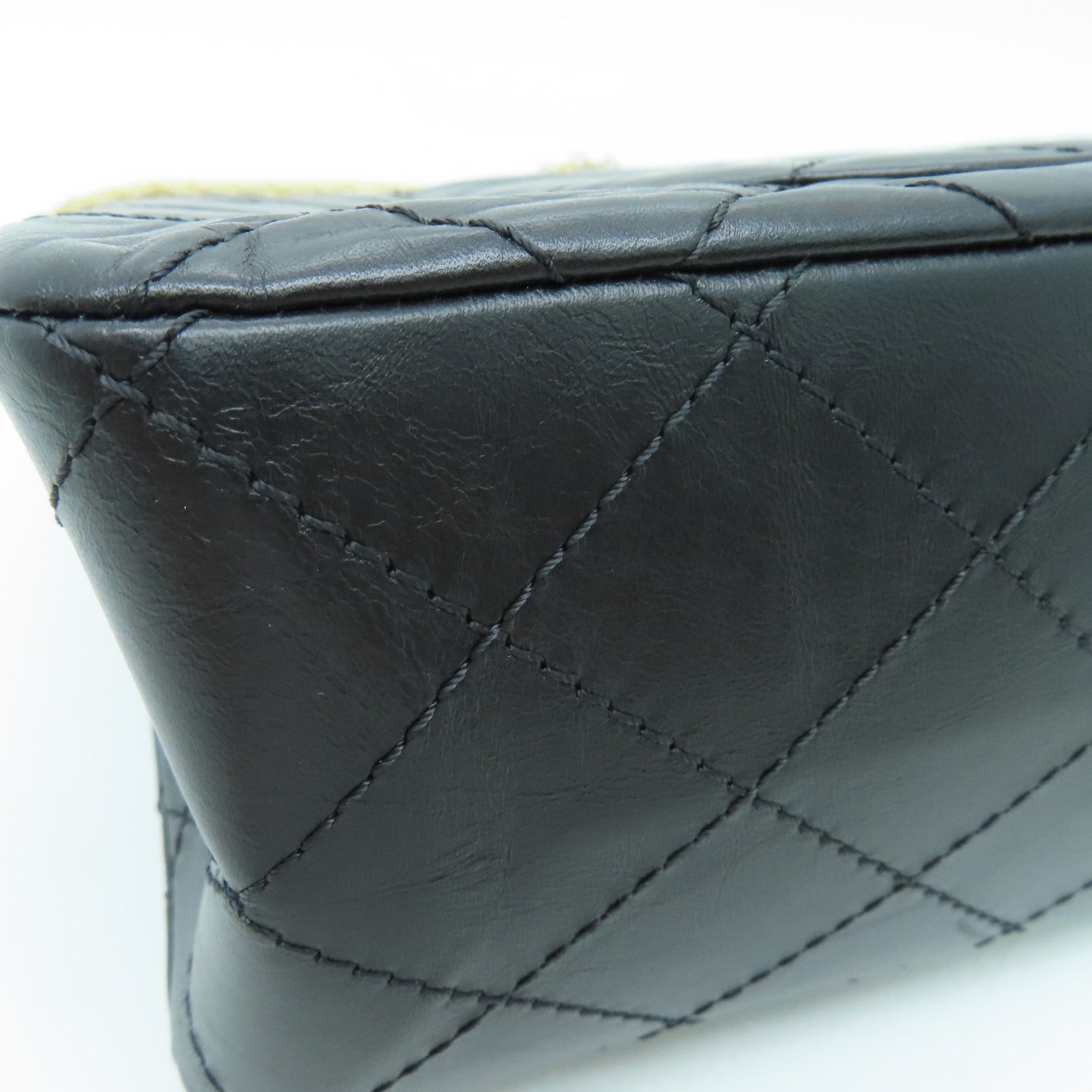 CHANEL 菱格牛皮皮革2.55 Chain Shoulder Bag金扣链带肩背袋黑色