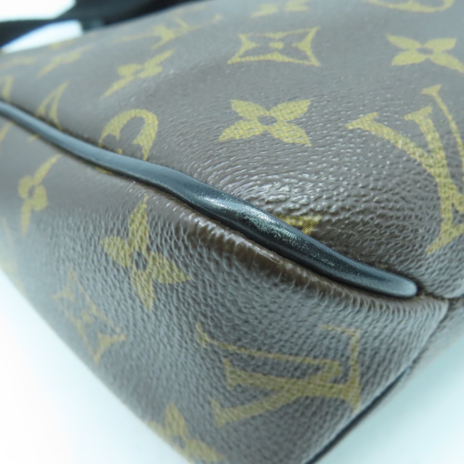 LOUIS VUITTON Monogram Macassar District PM銀扣肩背袋啡色