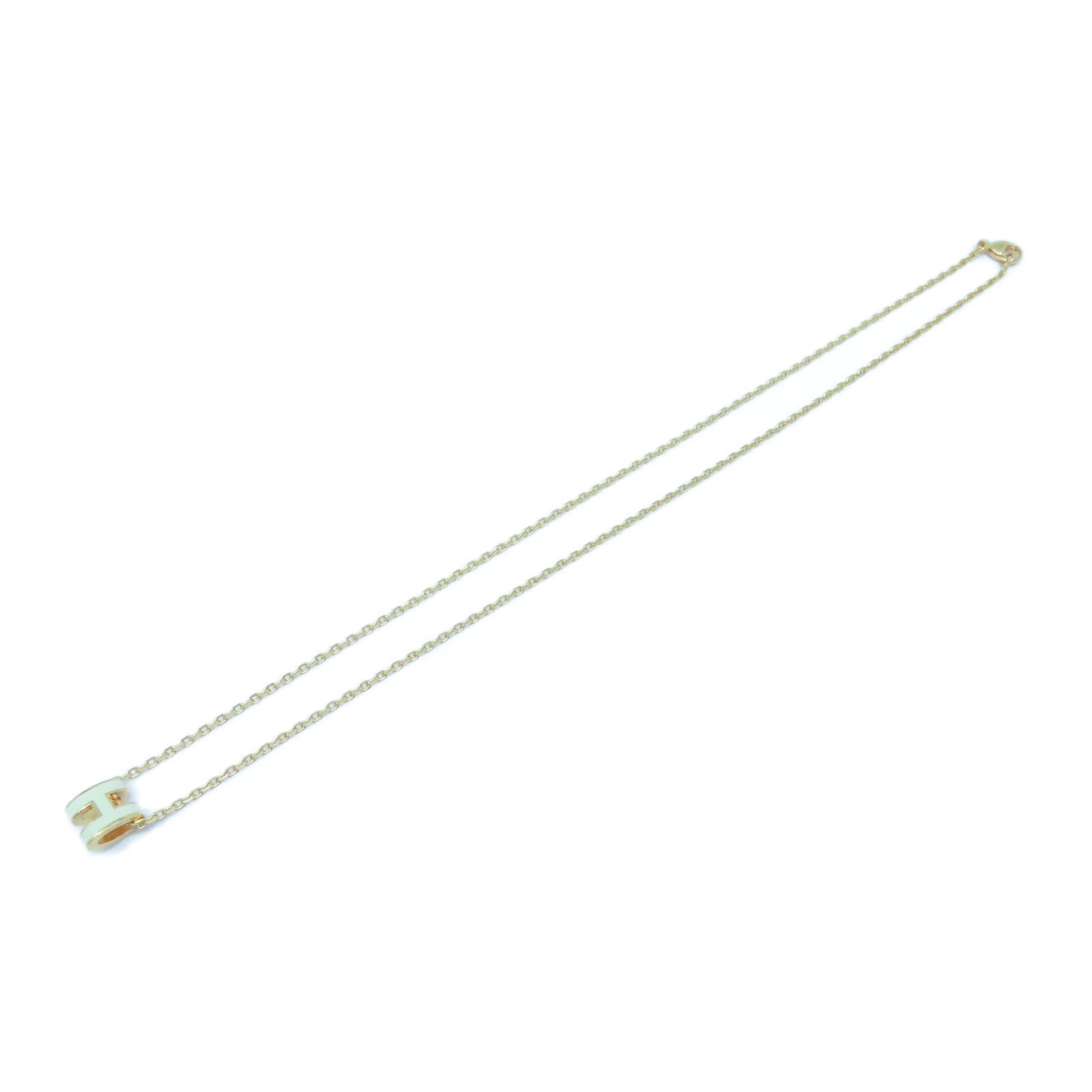 HERMES 金屬Pop H Necklace項鏈Nata奶油白色/玫瑰金色