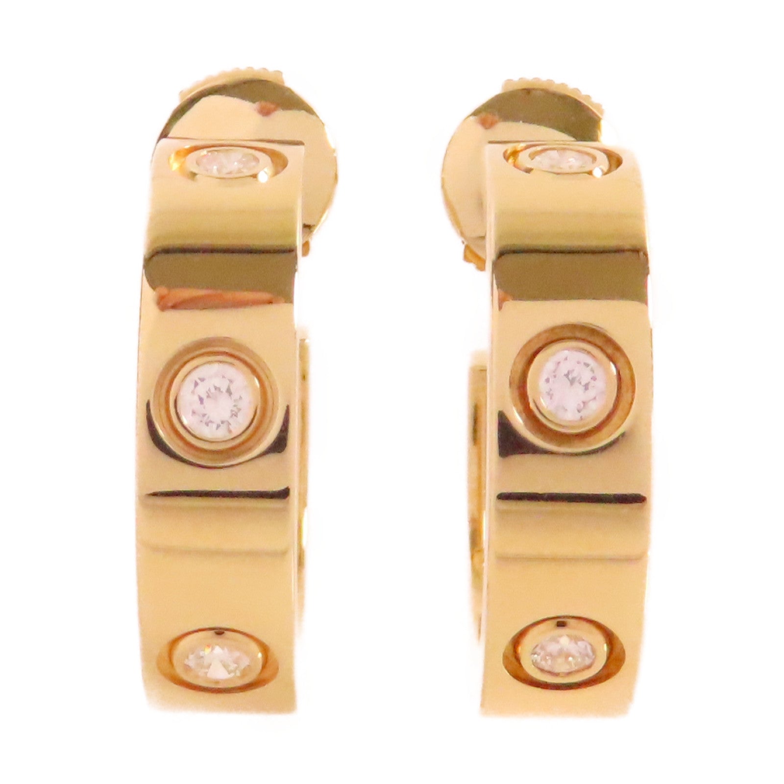 CARTIER 18K黃金/鑽石Love Earrings耳環