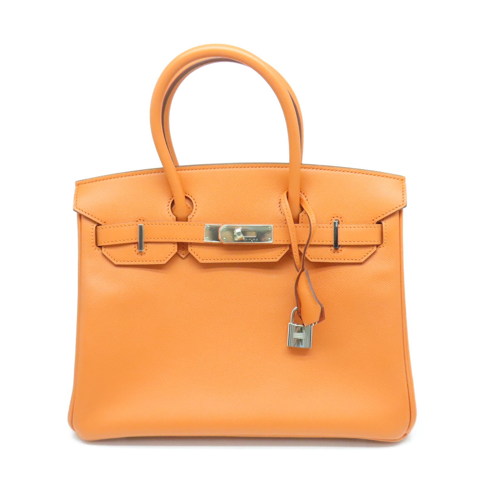 HERMES 【激減優惠】Veau Epsom皮革Birkin 30銀扣手挽袋橙色