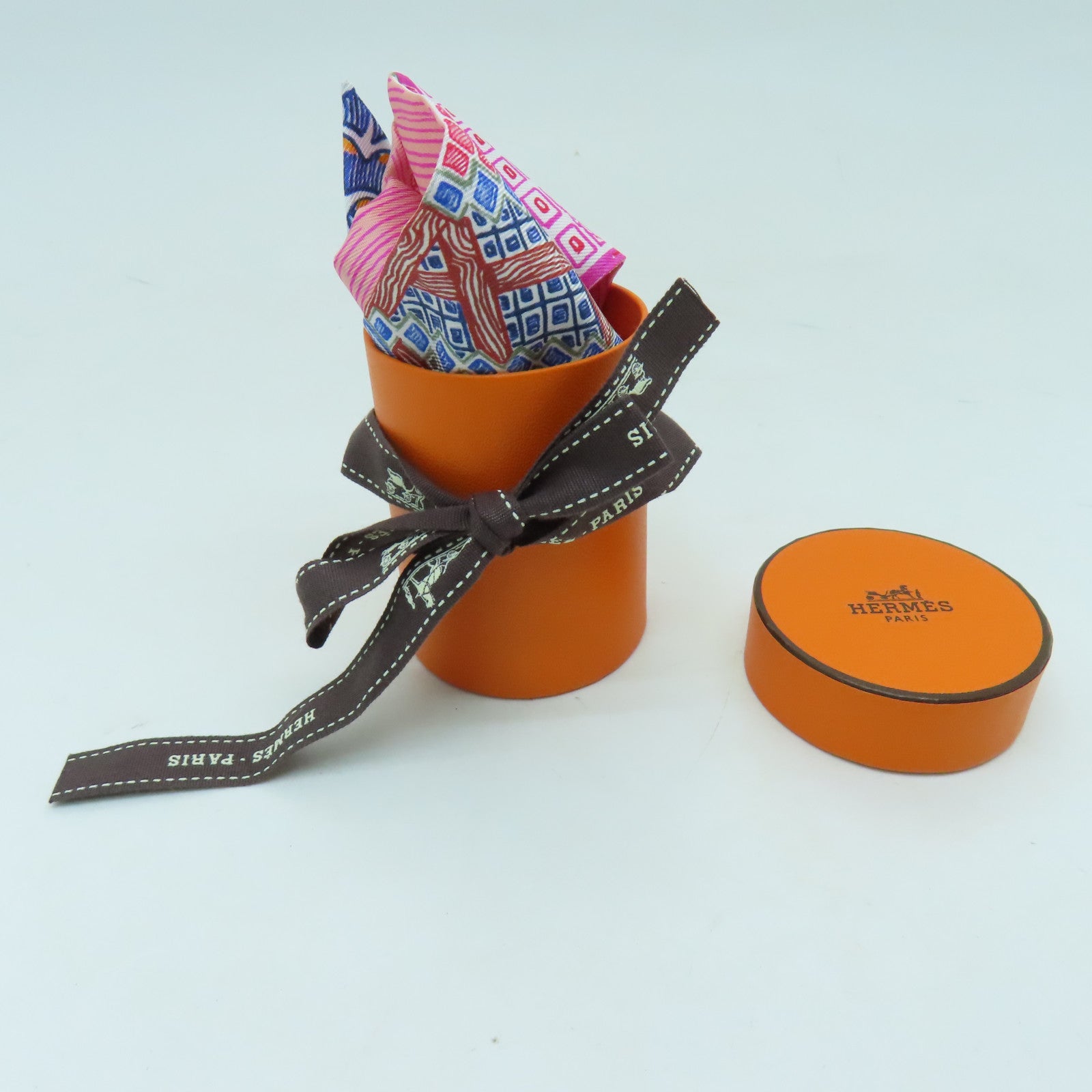 HERMES 【激減優惠】絲質Twilly絲巾粉紅色/彩色