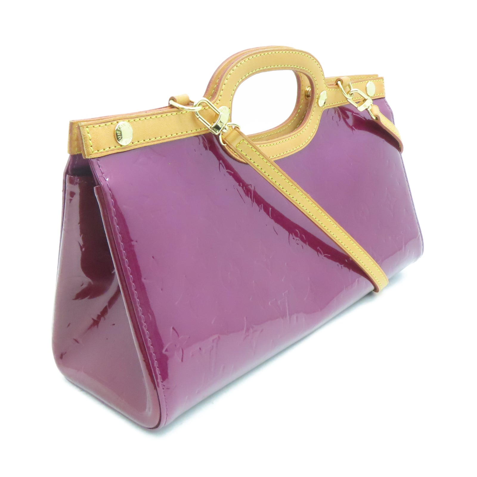 LOUIS VUITTON Mono Vernis Roxbury Drive gold buckle handle shoulder bag red
