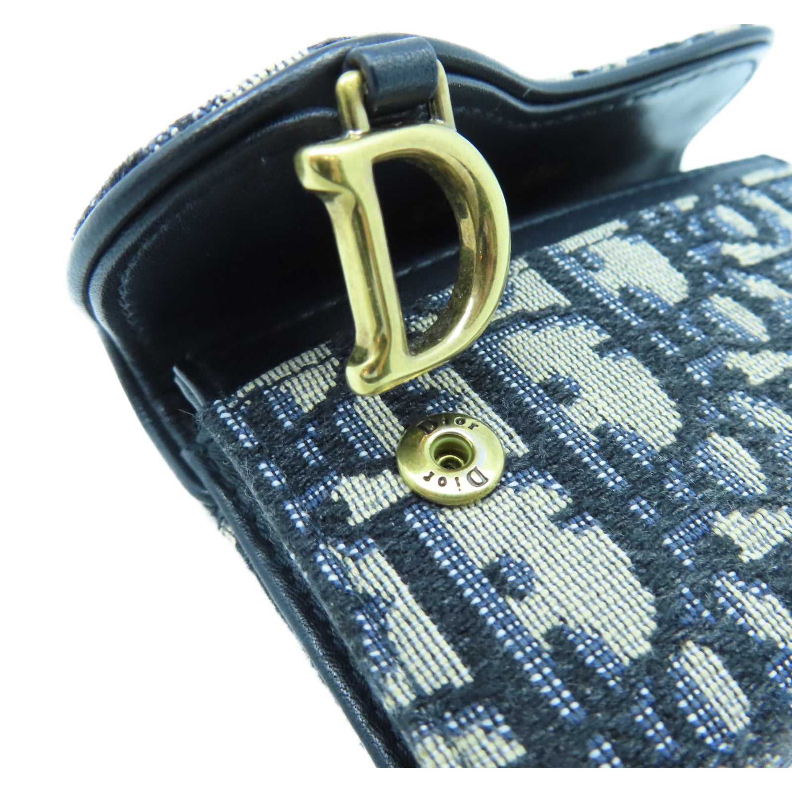 Dior 帆布Card Case金扣卡片包藍色/米色