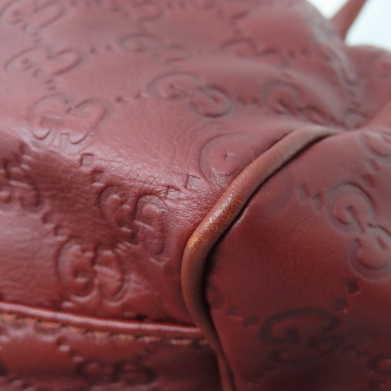 GUCCI Cowhide Leather Shoulder Bag Silver Buckle Handle Shoulder Bag Red