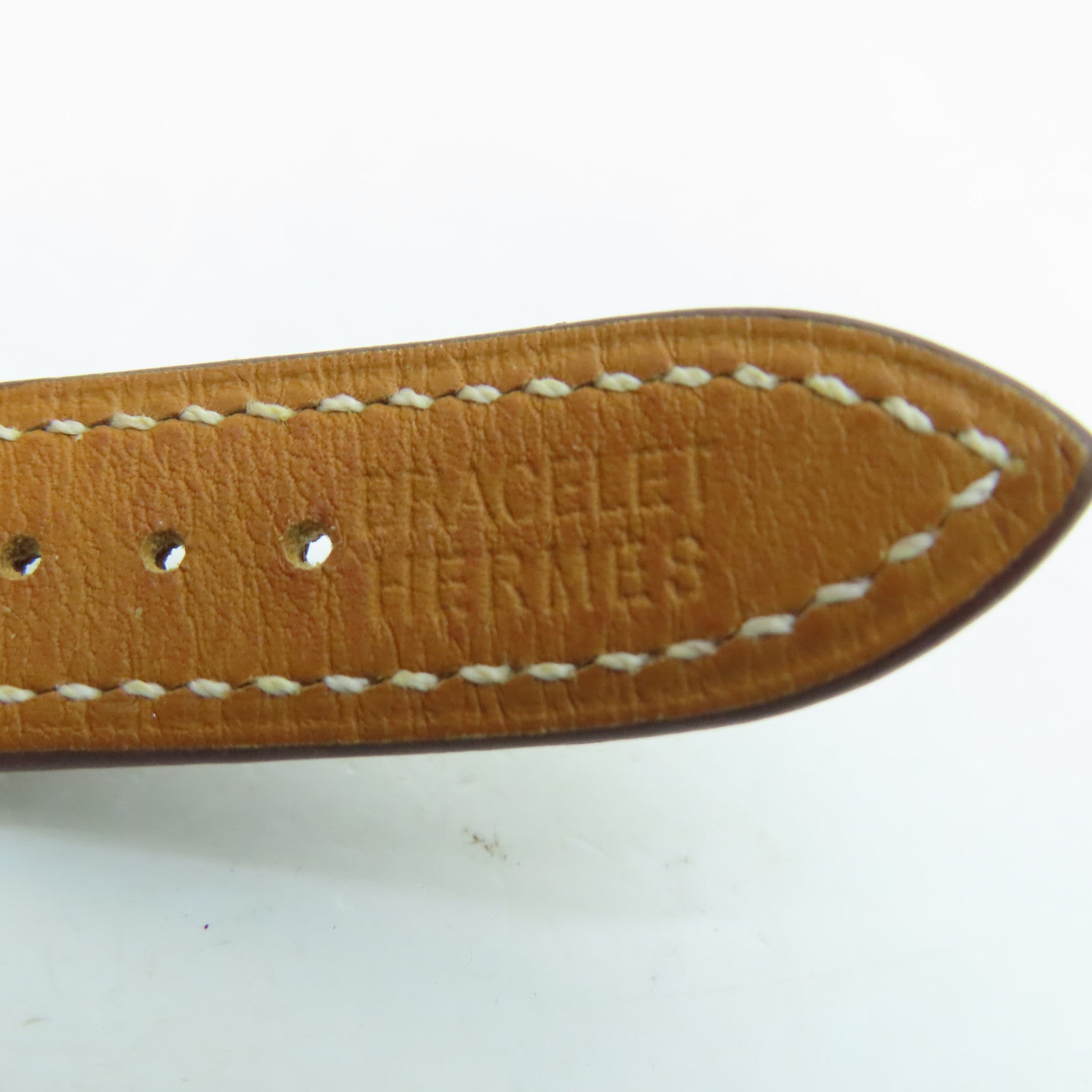 HERMES H watchSwift皮革金扣手錶石英機芯白色/啡色