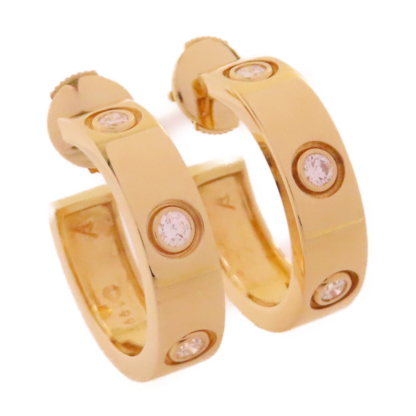 CARTIER 18K黃金/鑽石Love Earrings耳環