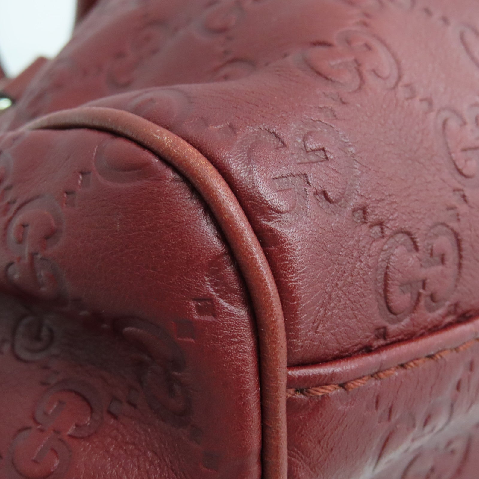 GUCCI Cowhide Leather Shoulder Bag Silver Buckle Handle Shoulder Bag Red
